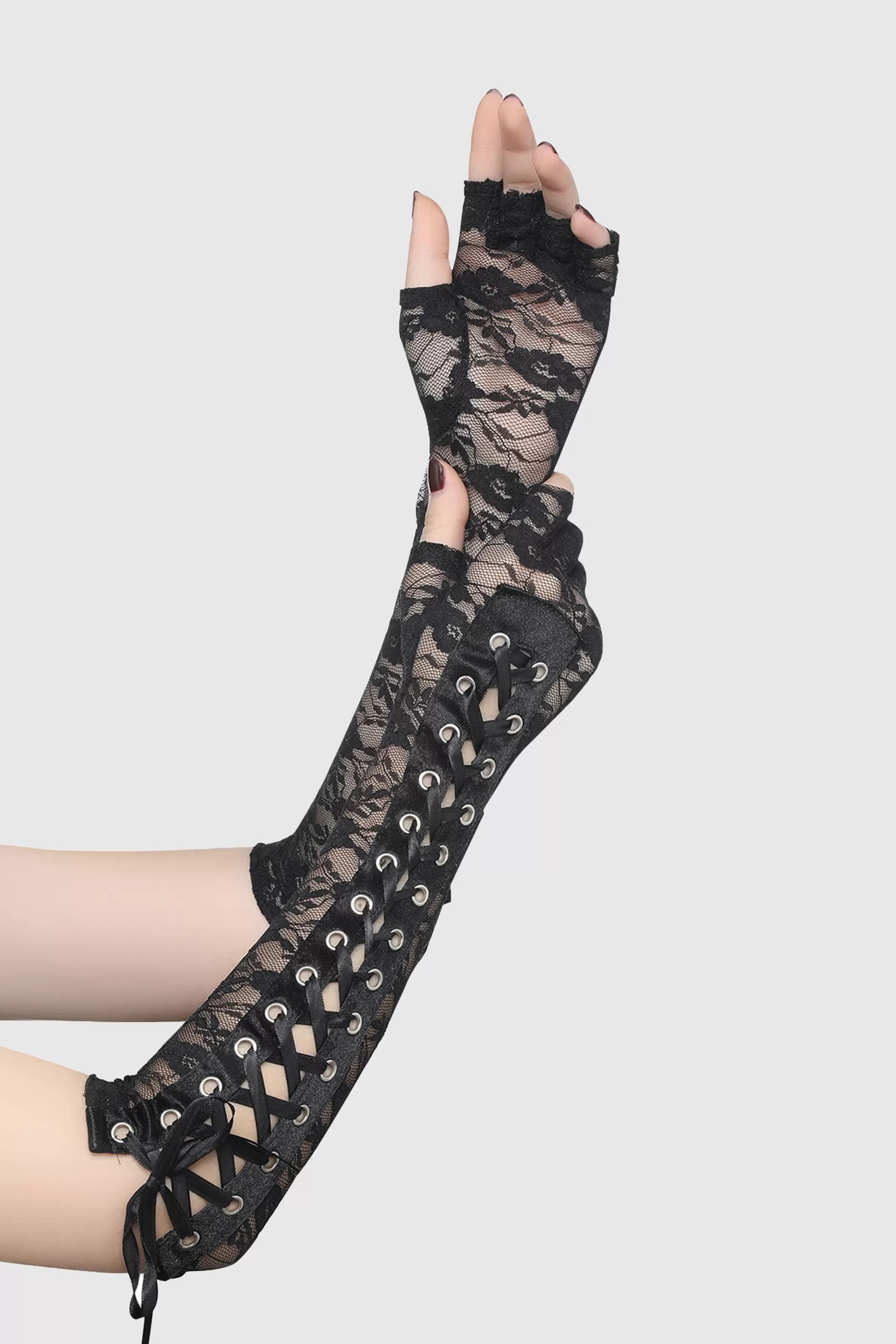 14.56 Vintage Lace Up Fingerless Gloves-BABEYOND Discount