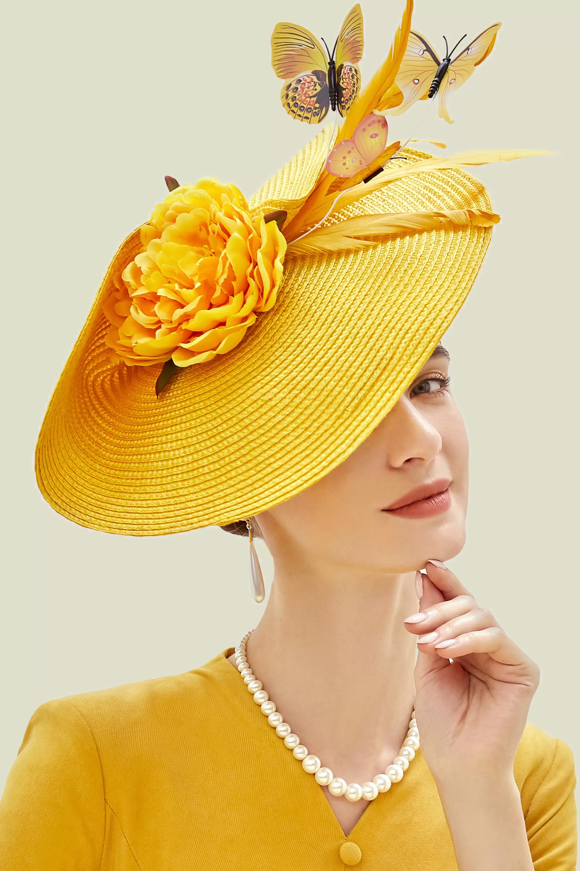 Classic Vintage Wide Brim Fascinator-BABEYOND New