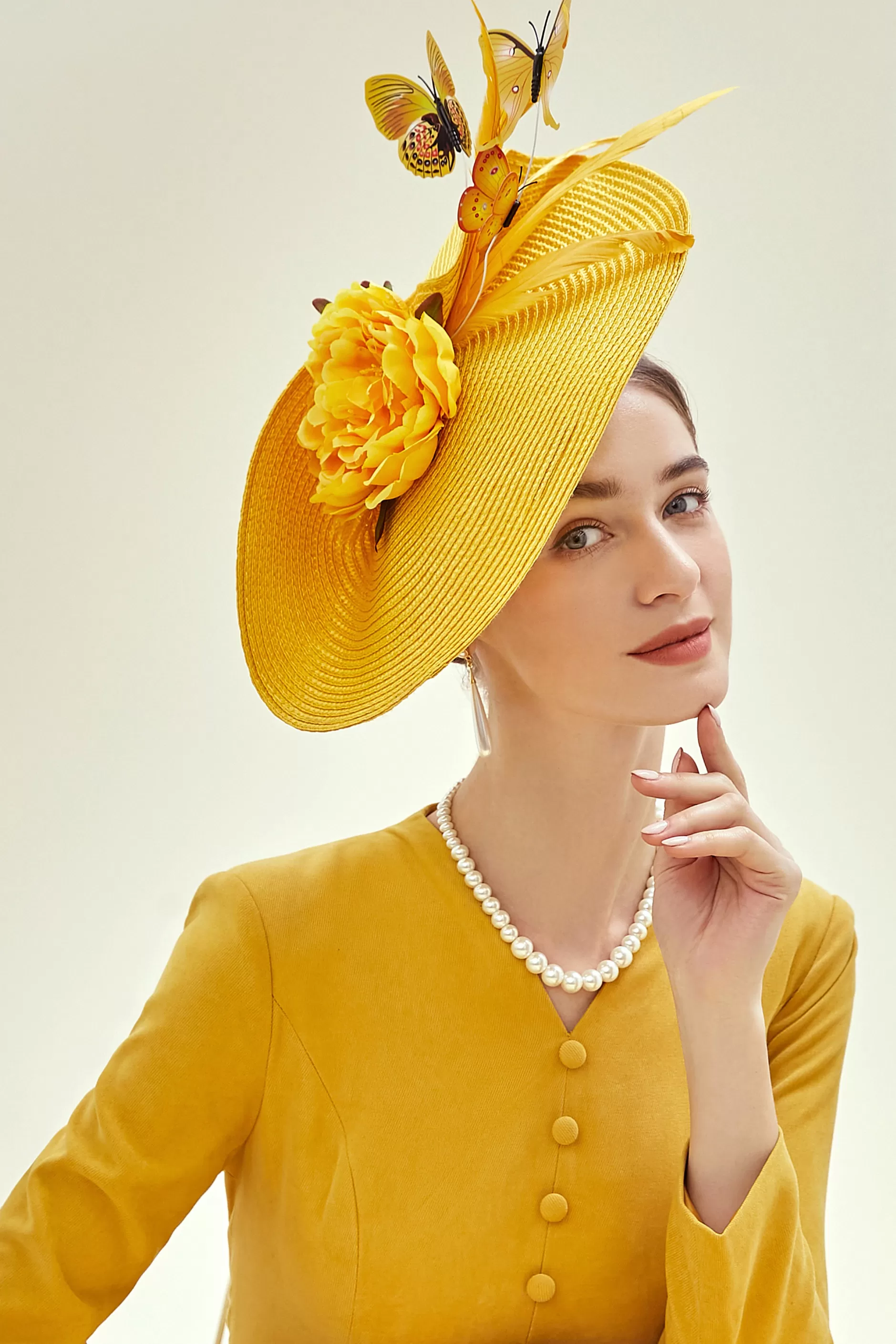 Classic Vintage Wide Brim Fascinator-BABEYOND New