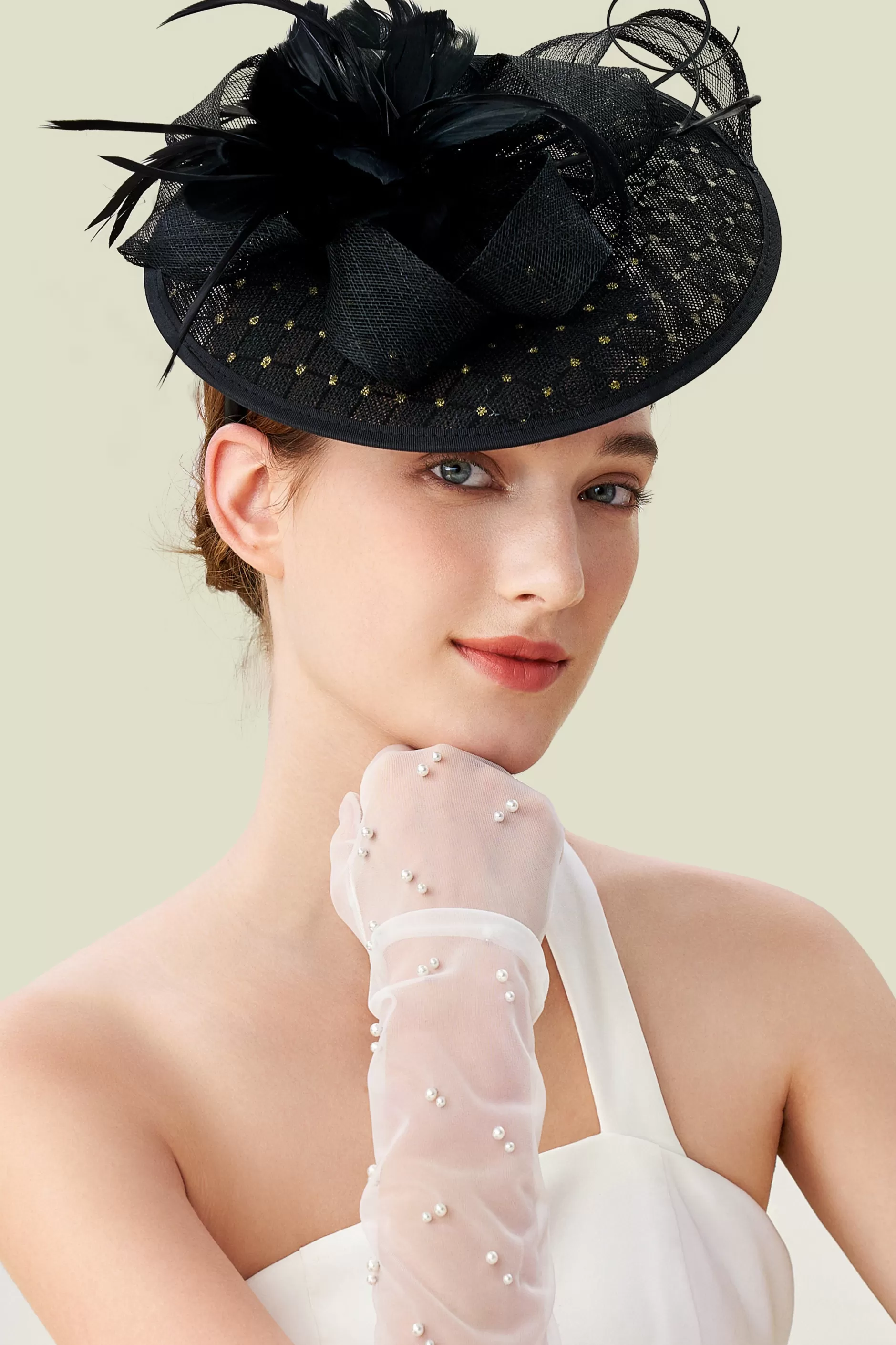 Dotted Tea Party Feather Fascinator-BABEYOND Flash Sale