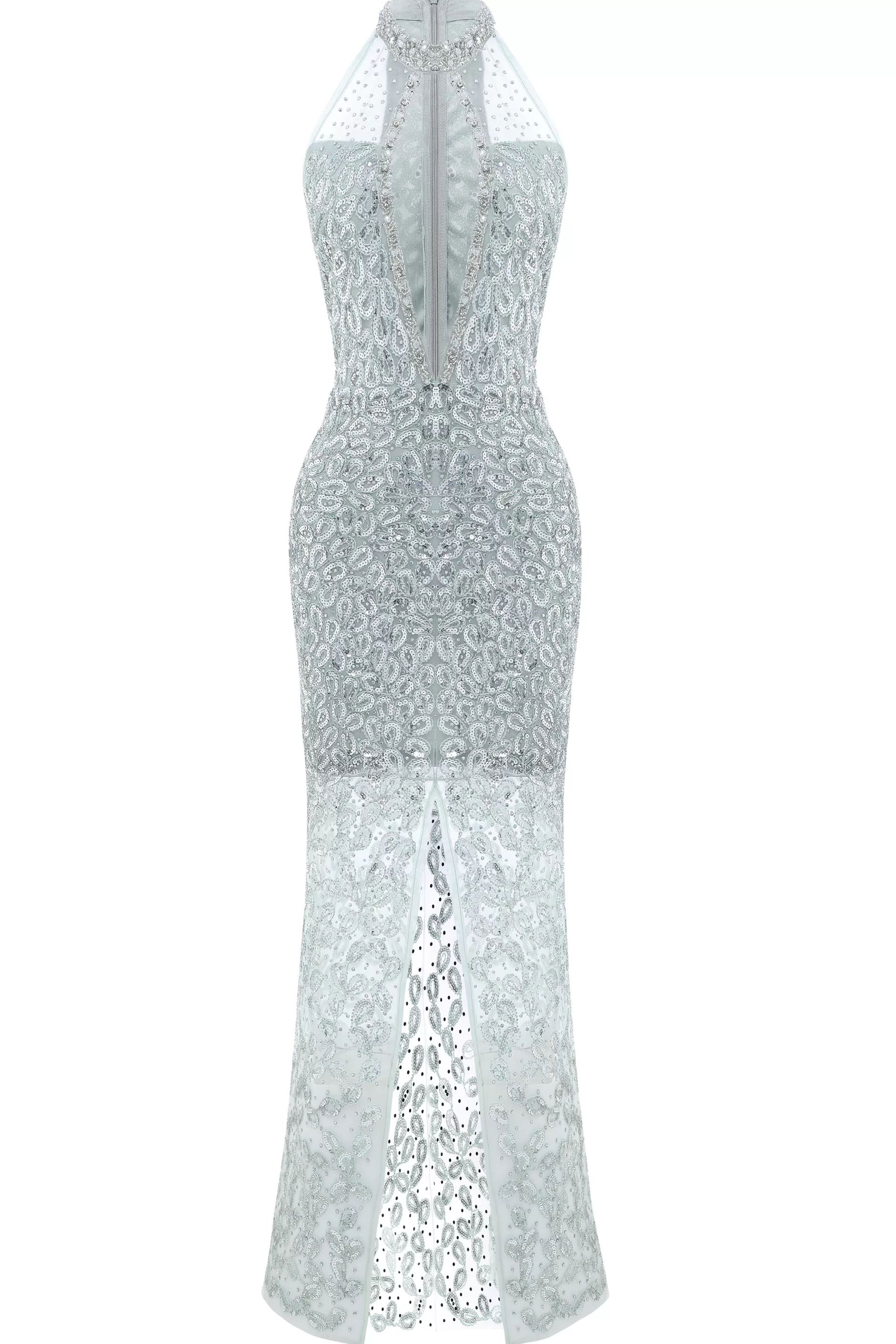 Front Cutout Halter Neck Slit Dress-BABEYOND Fashion