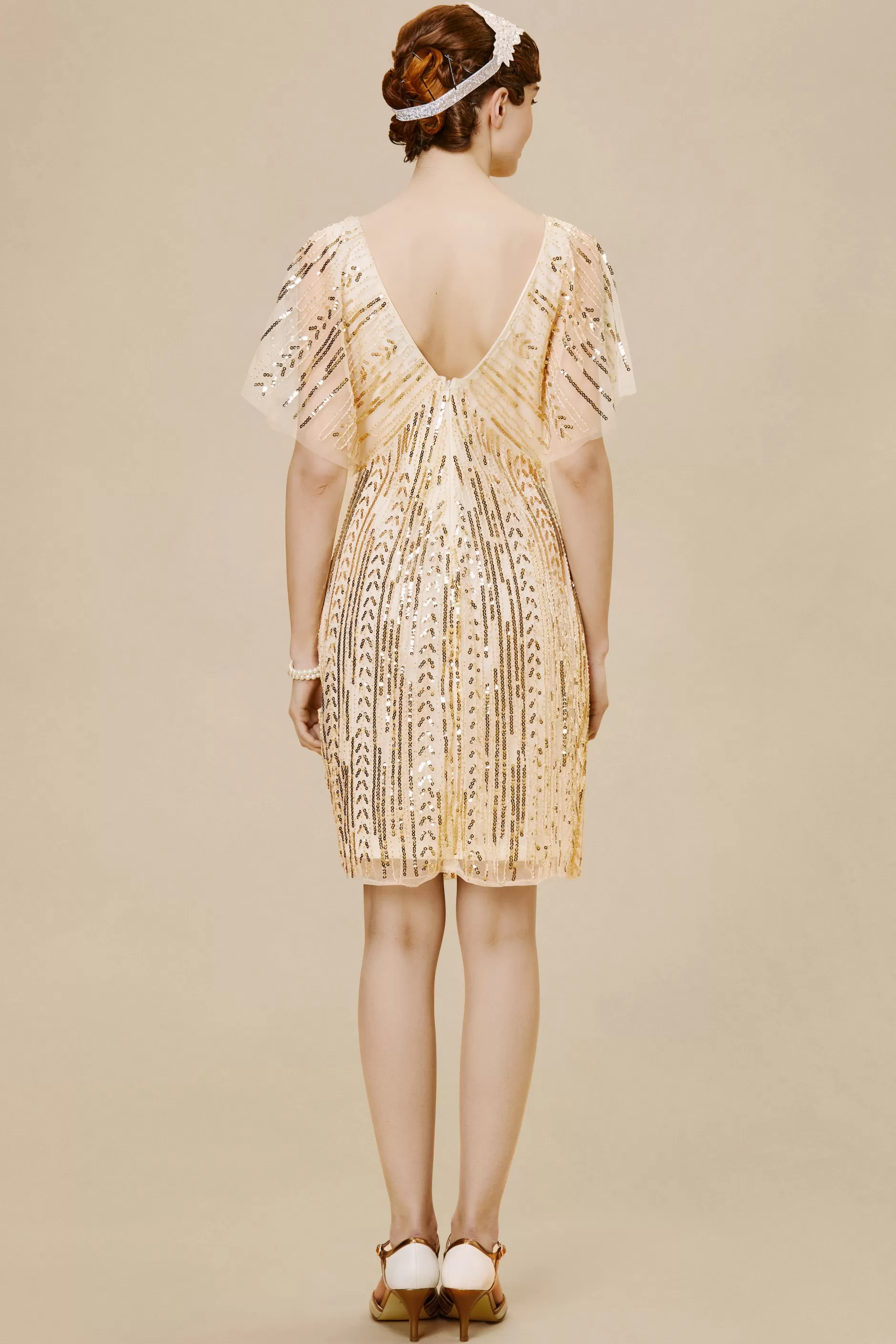 Glitter Sequin Bat Sleeve Cocktail Dress-BABEYOND Online