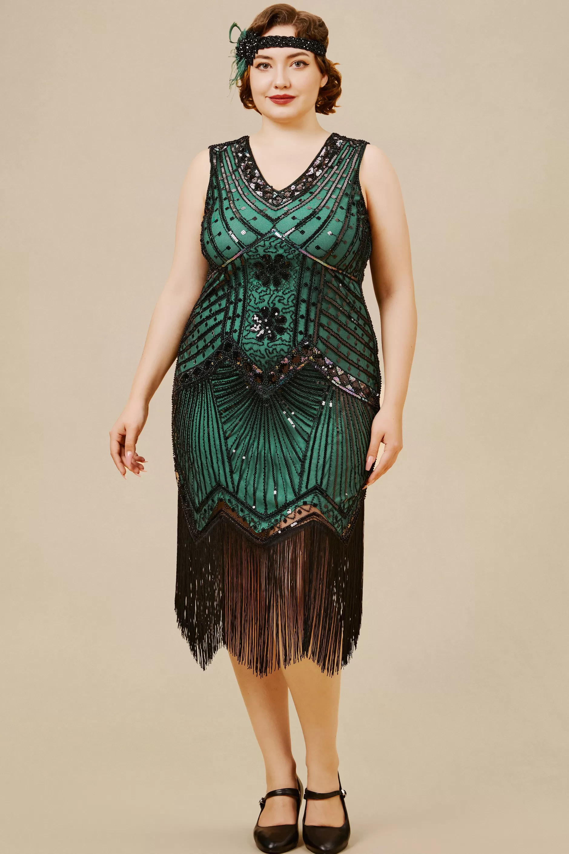 Sleeveless V-Neck Cocktail Party Plus Dress-BABEYOND Hot