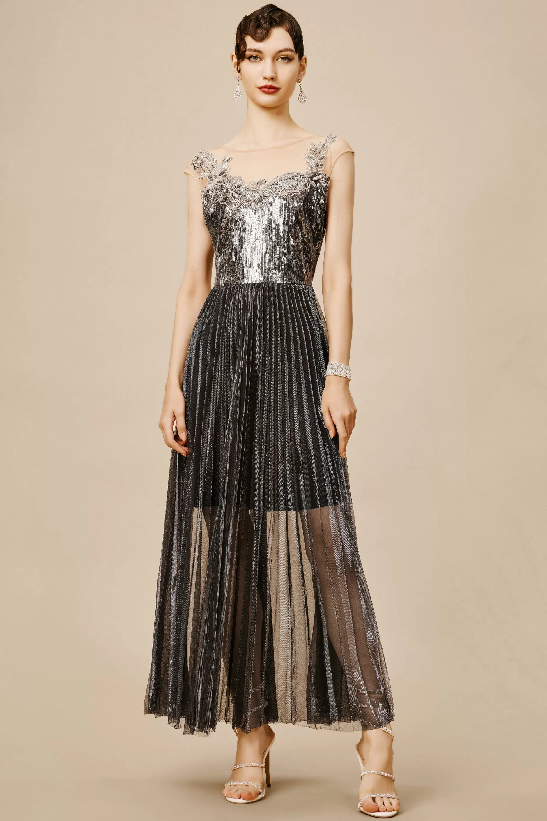 The Story Of An Awakening Sequins Pleating Flapper Dress-BABEYOND Fashion