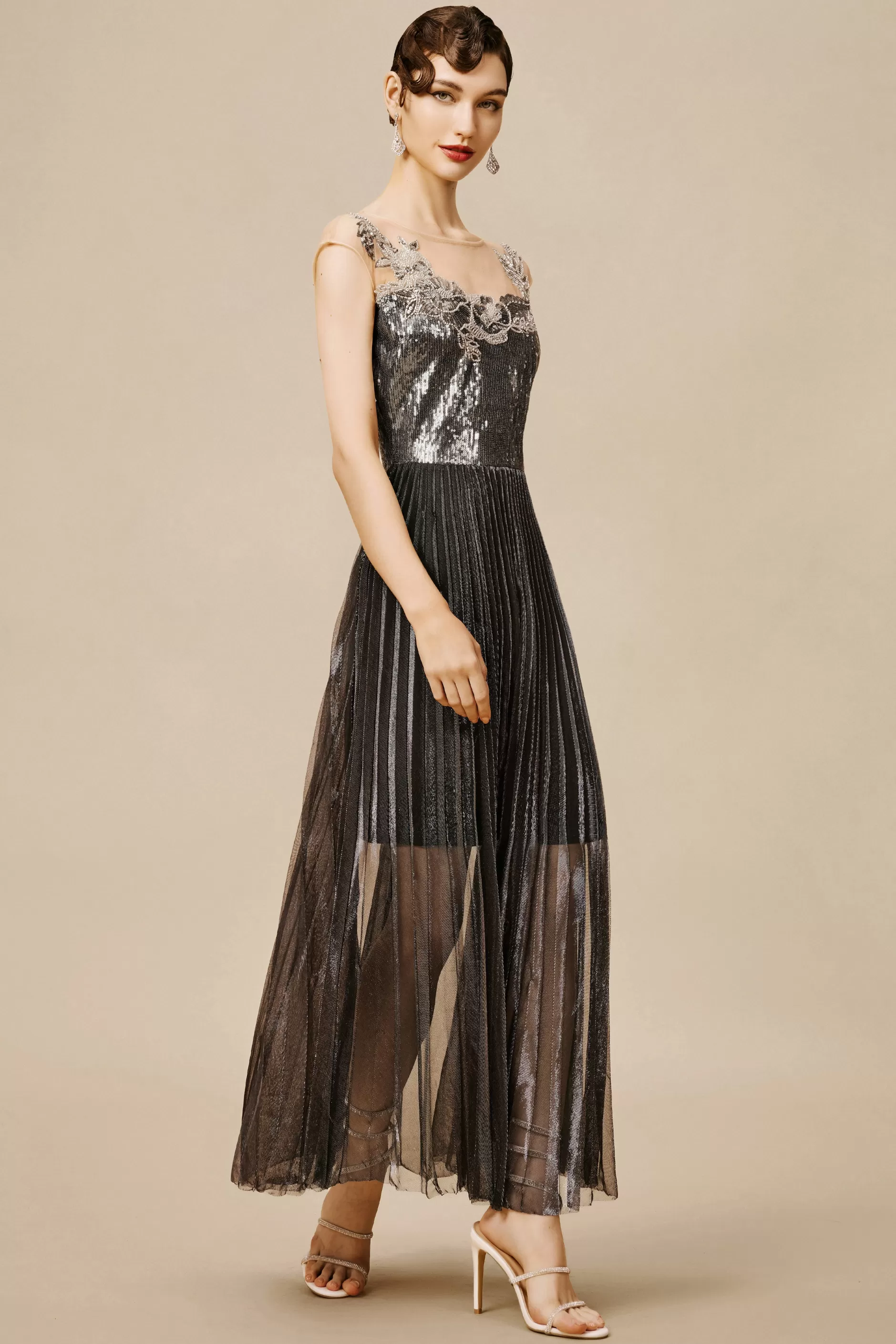 The Story Of An Awakening Sequins Pleating Flapper Dress-BABEYOND Fashion