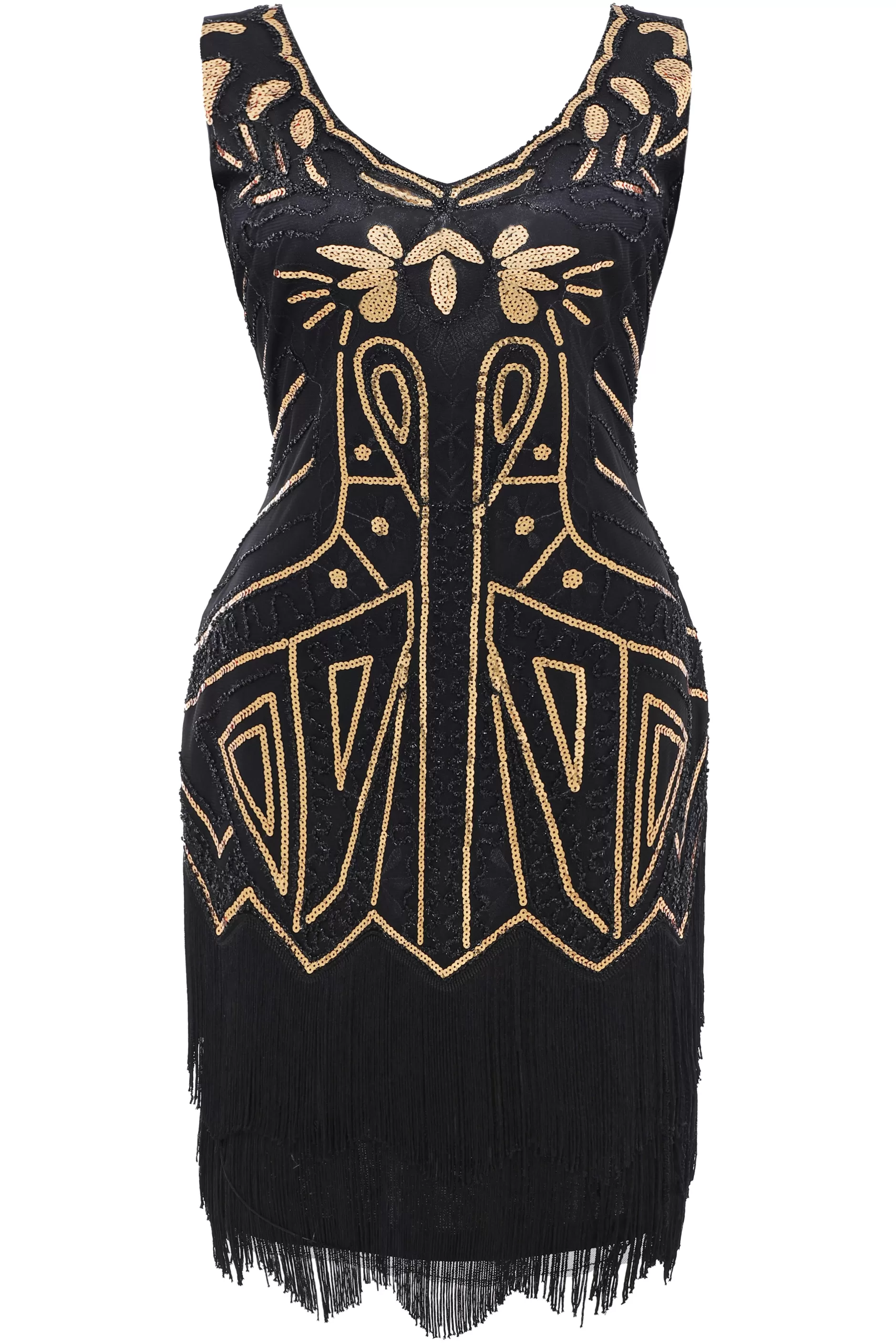 Tiered Tassel Vintage Flapper Plus Dress-BABEYOND Discount