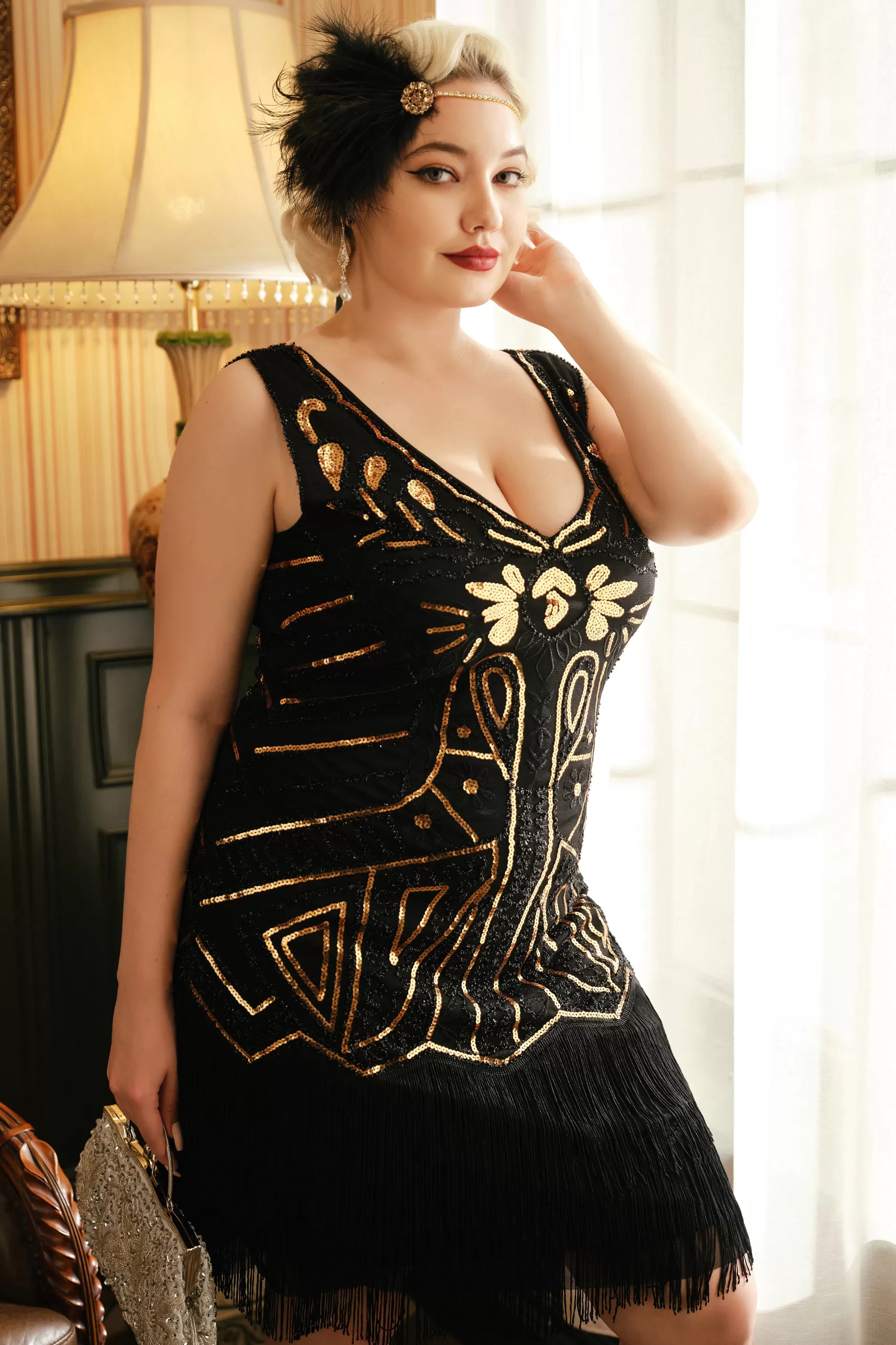Tiered Tassel Vintage Flapper Plus Dress-BABEYOND Discount