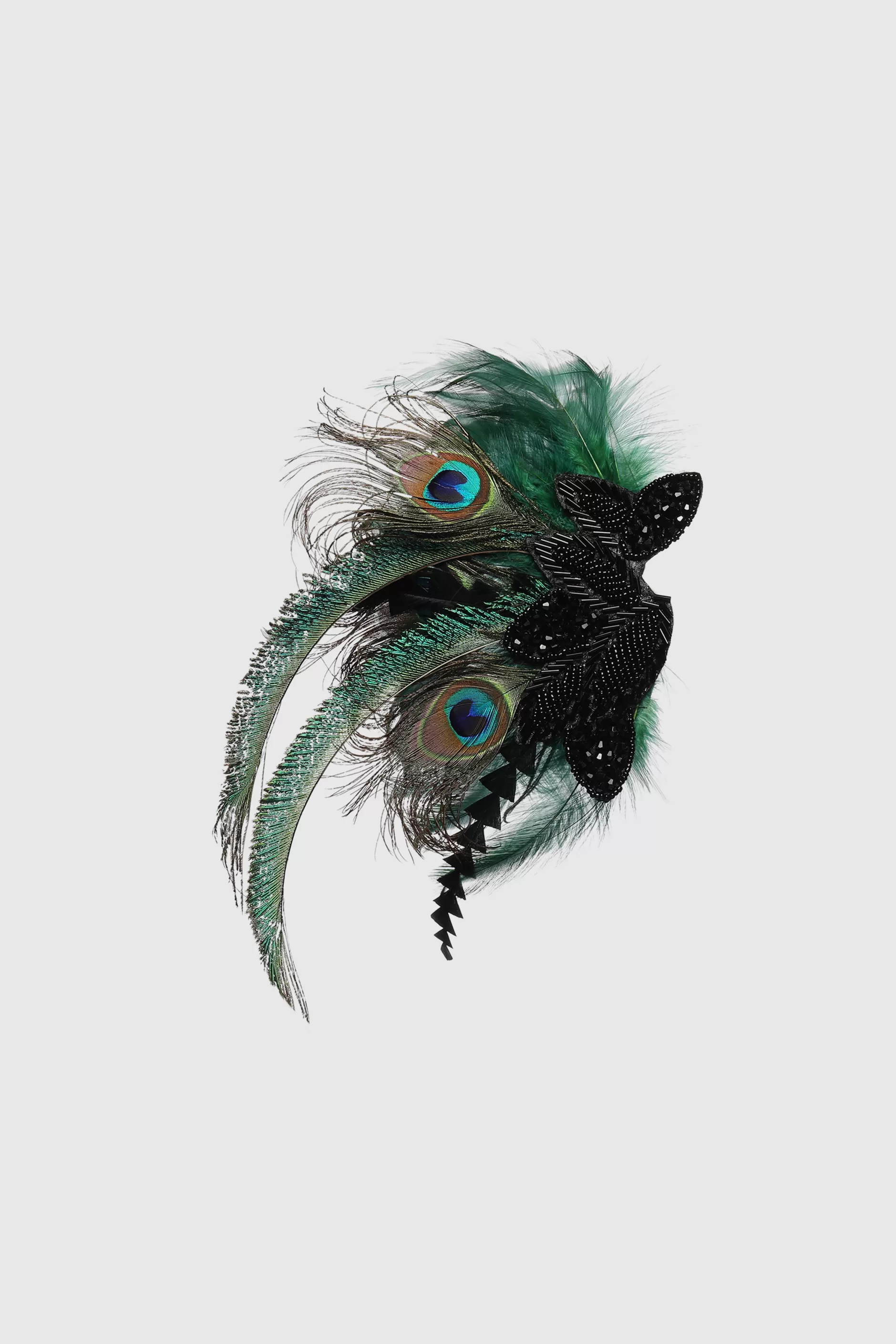 Vintage Beaded Peacock Headpiece-BABEYOND Online