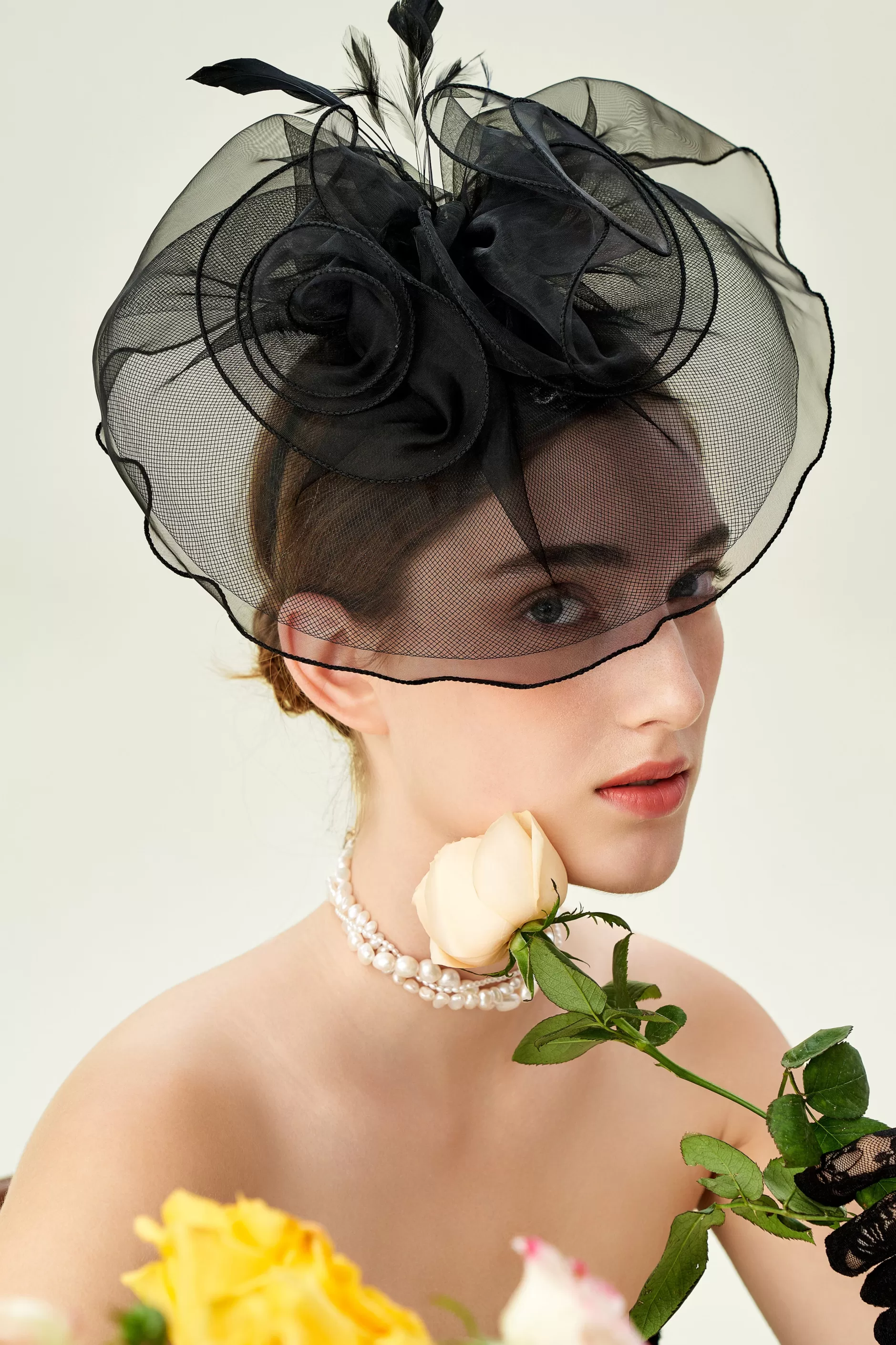 Vintage Floral Mesh Feather Fascinator-BABEYOND Store