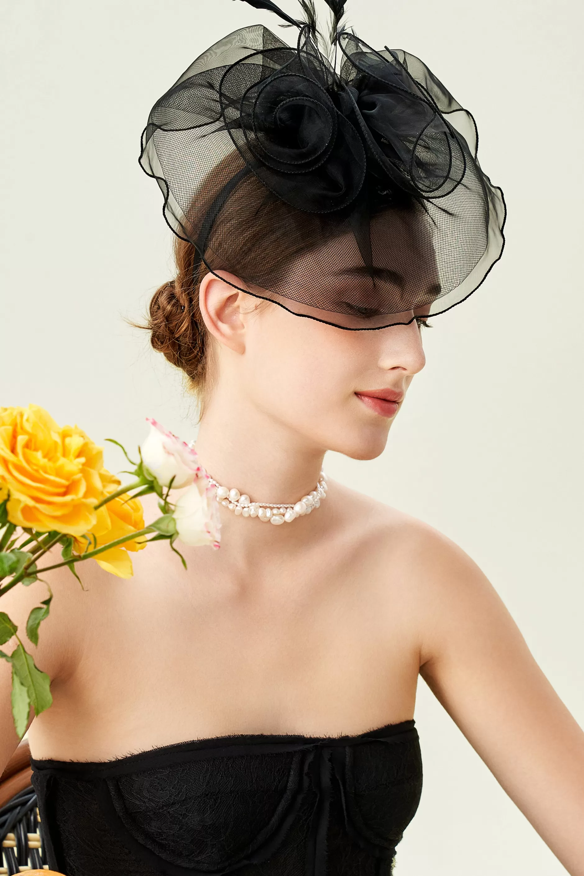 Vintage Floral Mesh Feather Fascinator-BABEYOND Store