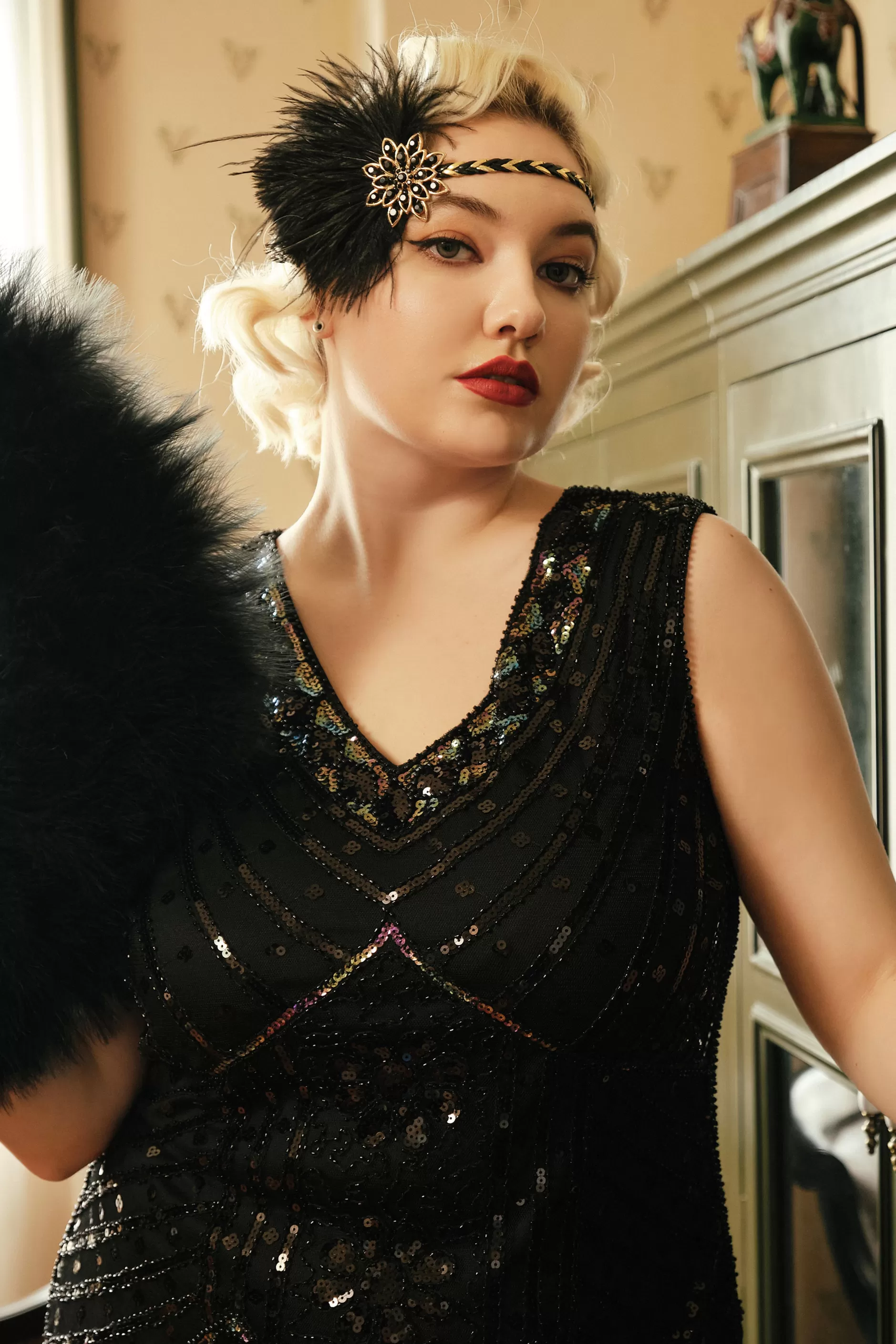Vintage Ostrich Feather Headband-BABEYOND Best