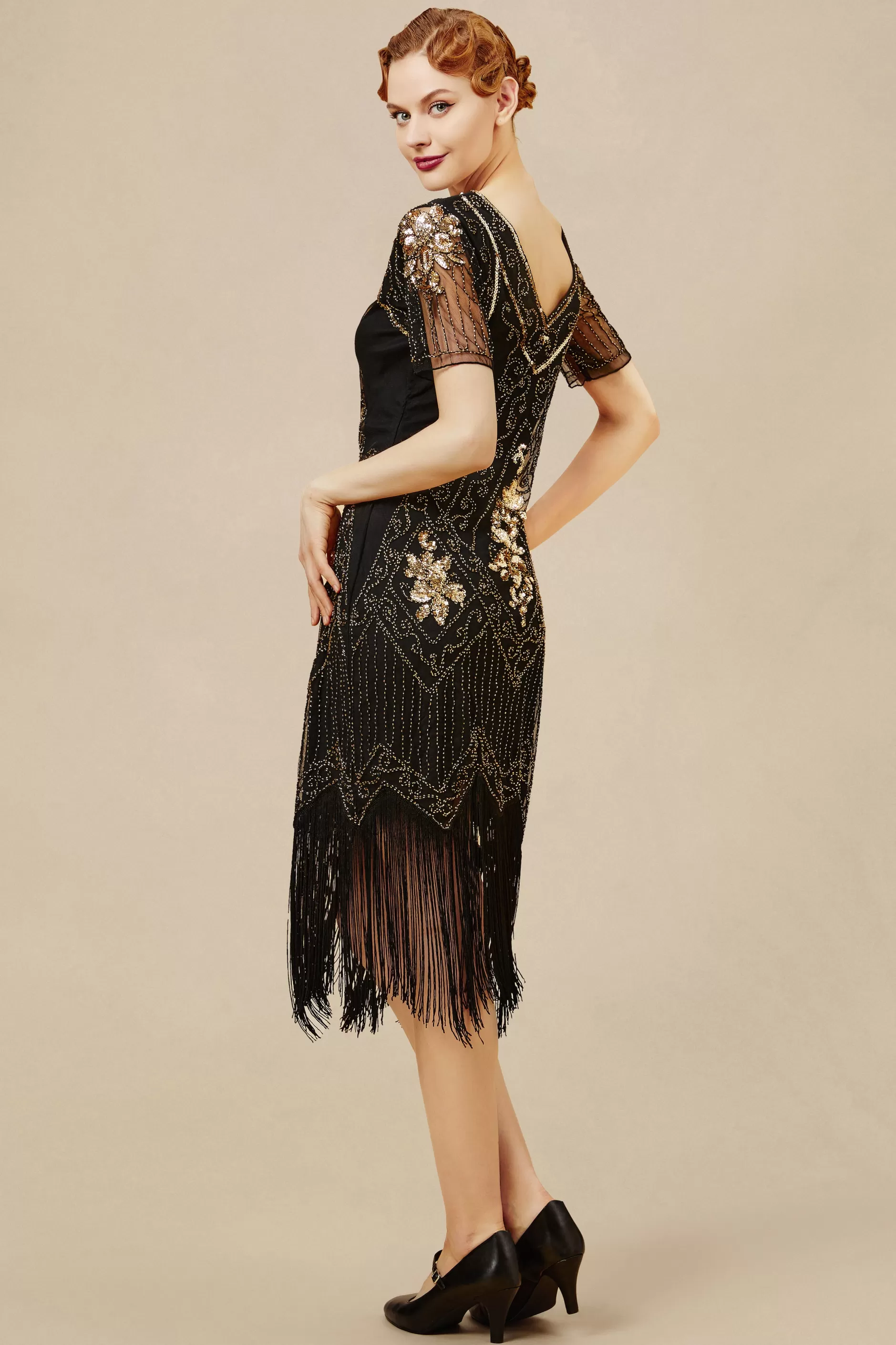 Vintage Paisley Flapper Fringe Dress-BABEYOND Best Sale
