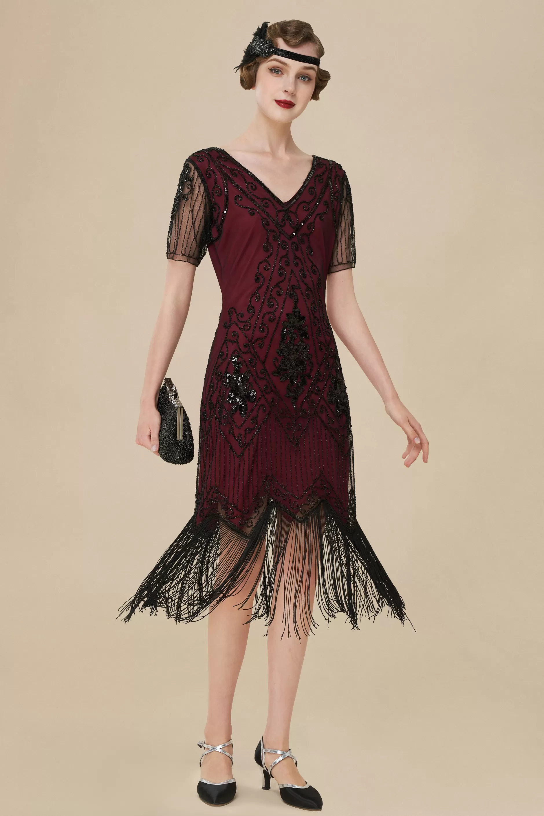 Vintage Paisley Flapper Fringe Dress-BABEYOND Best Sale