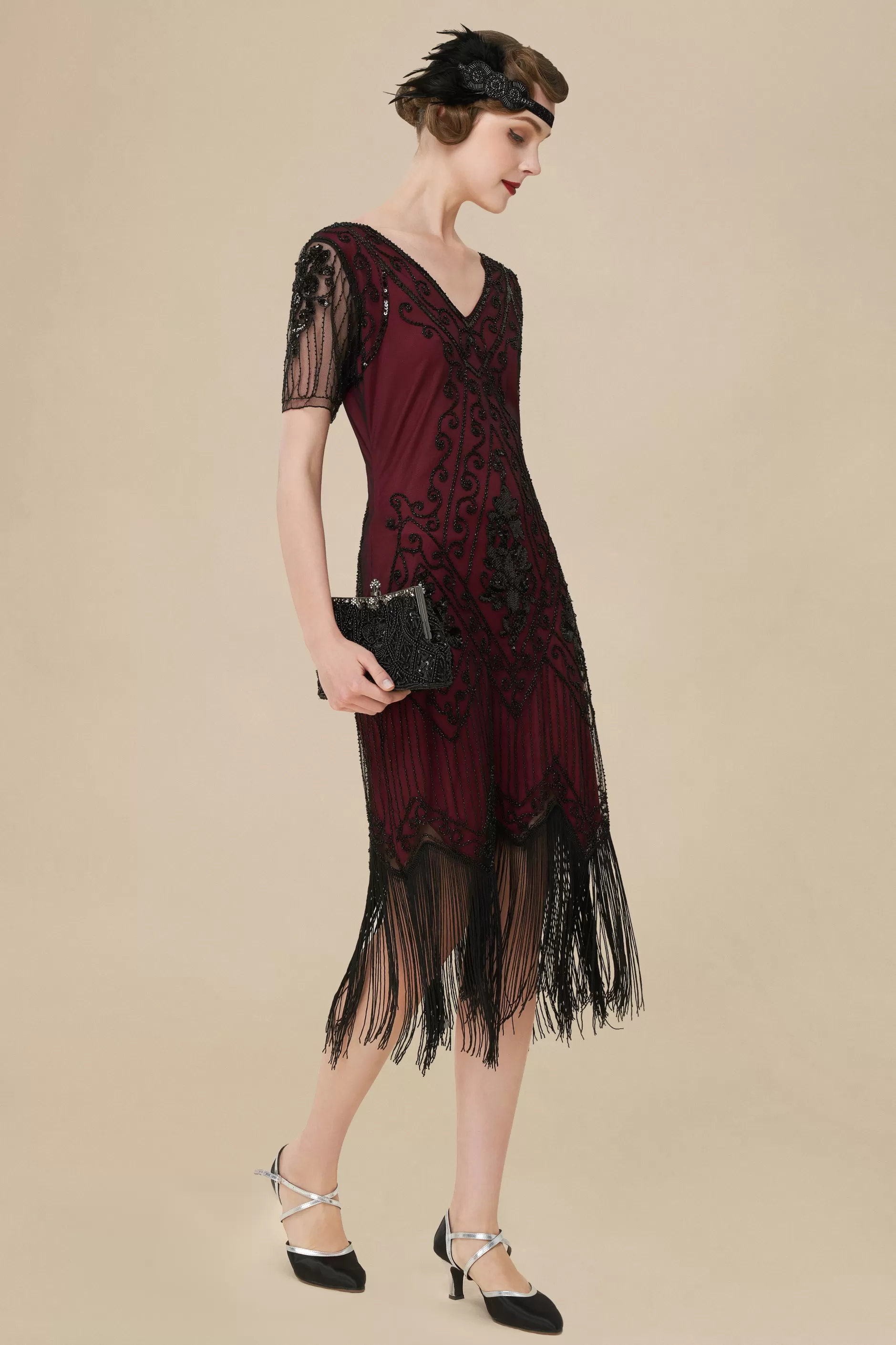 Vintage Paisley Flapper Fringe Dress-BABEYOND Best Sale
