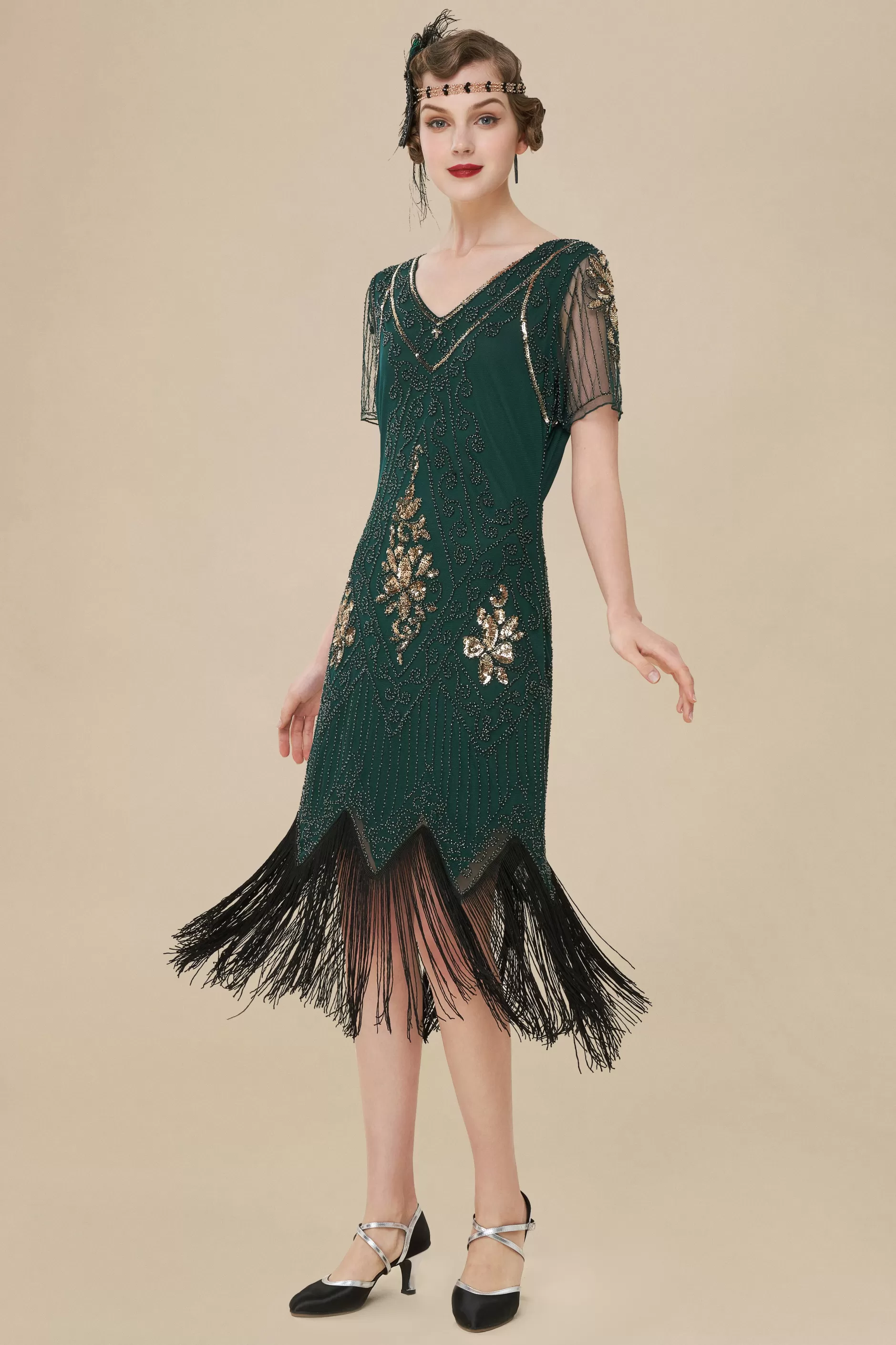 Vintage Paisley Flapper Fringe Dress-BABEYOND Best Sale