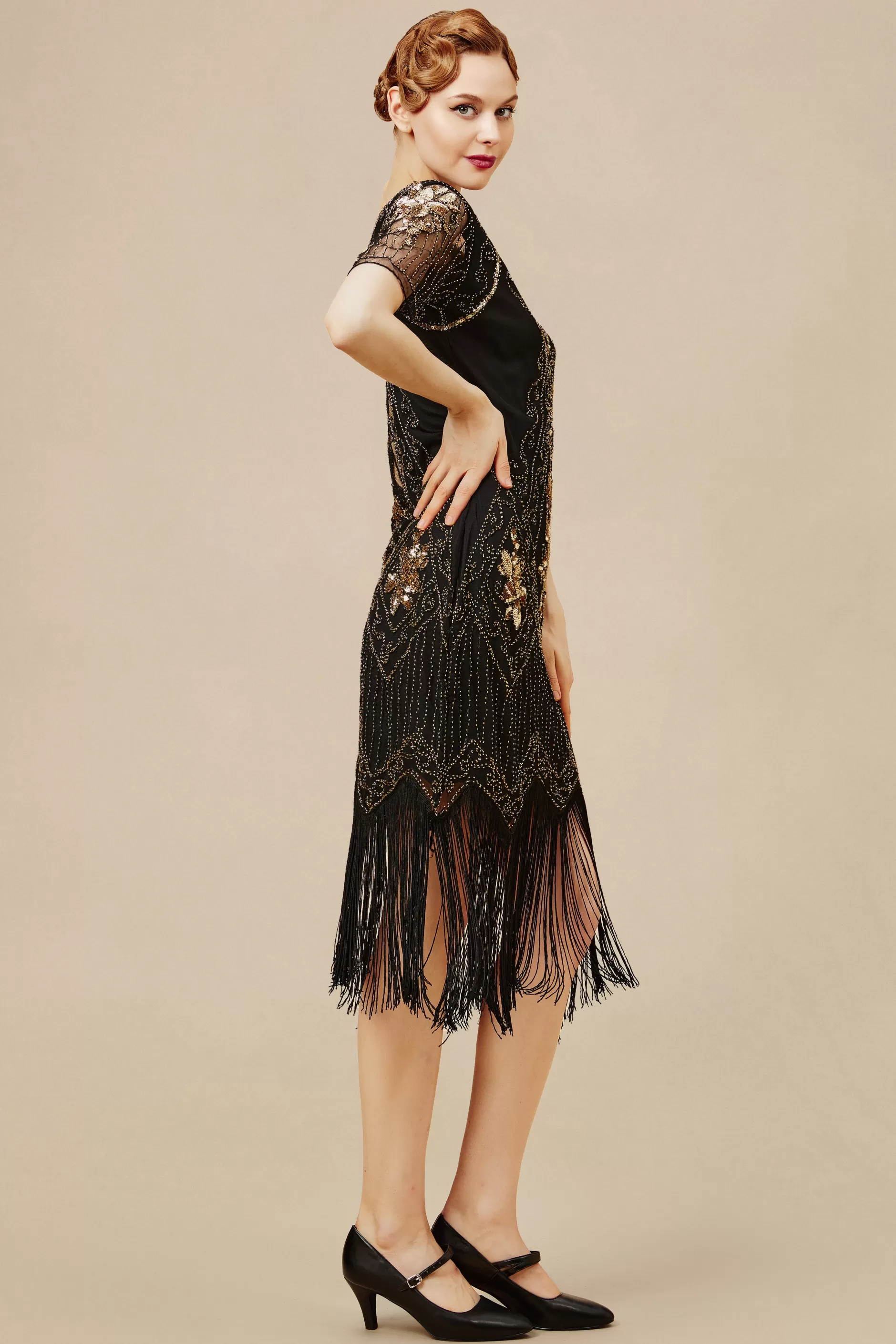 Vintage Paisley Flapper Fringe Dress-BABEYOND Best Sale