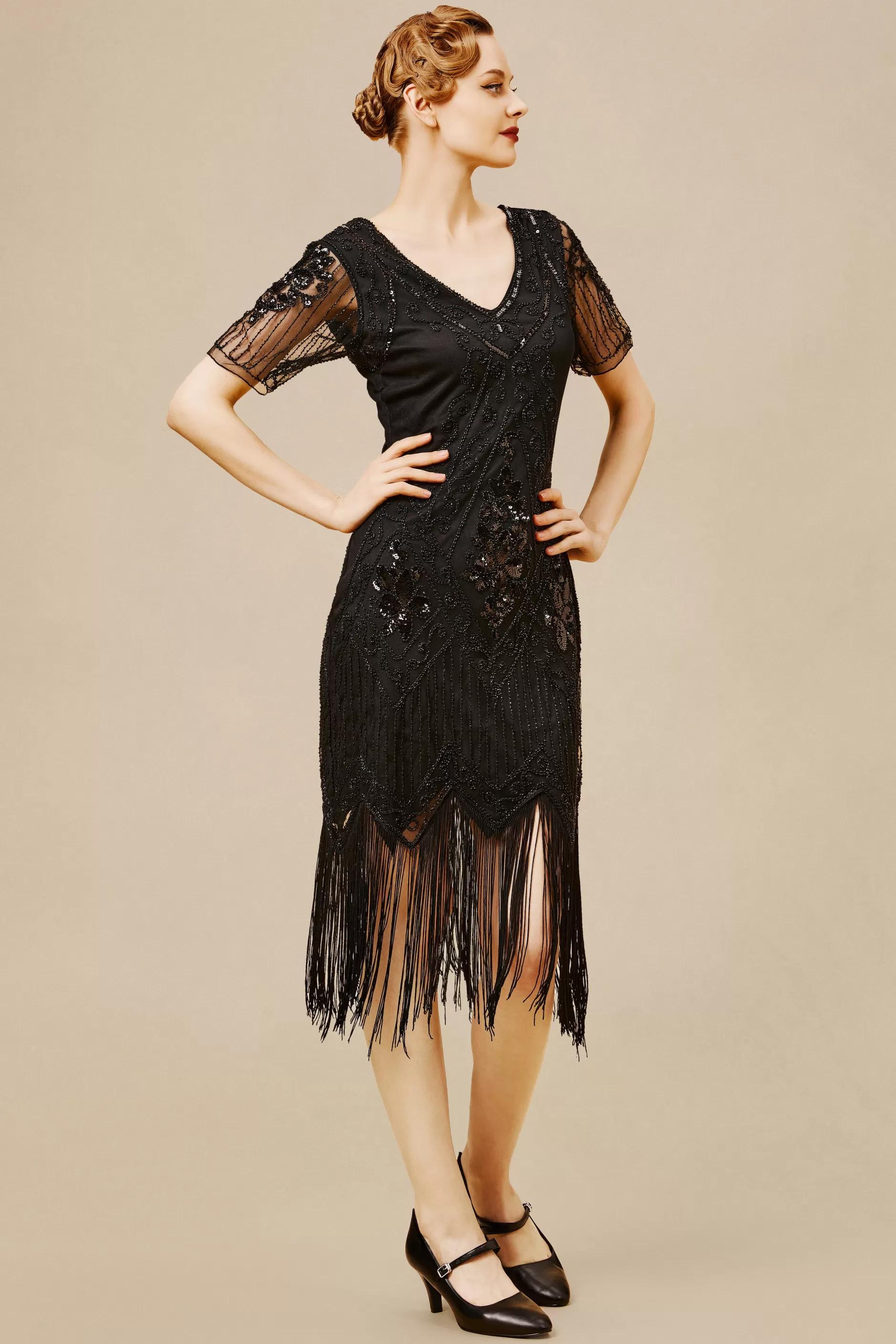 Vintage Paisley Flapper Fringe Dress-BABEYOND Best Sale