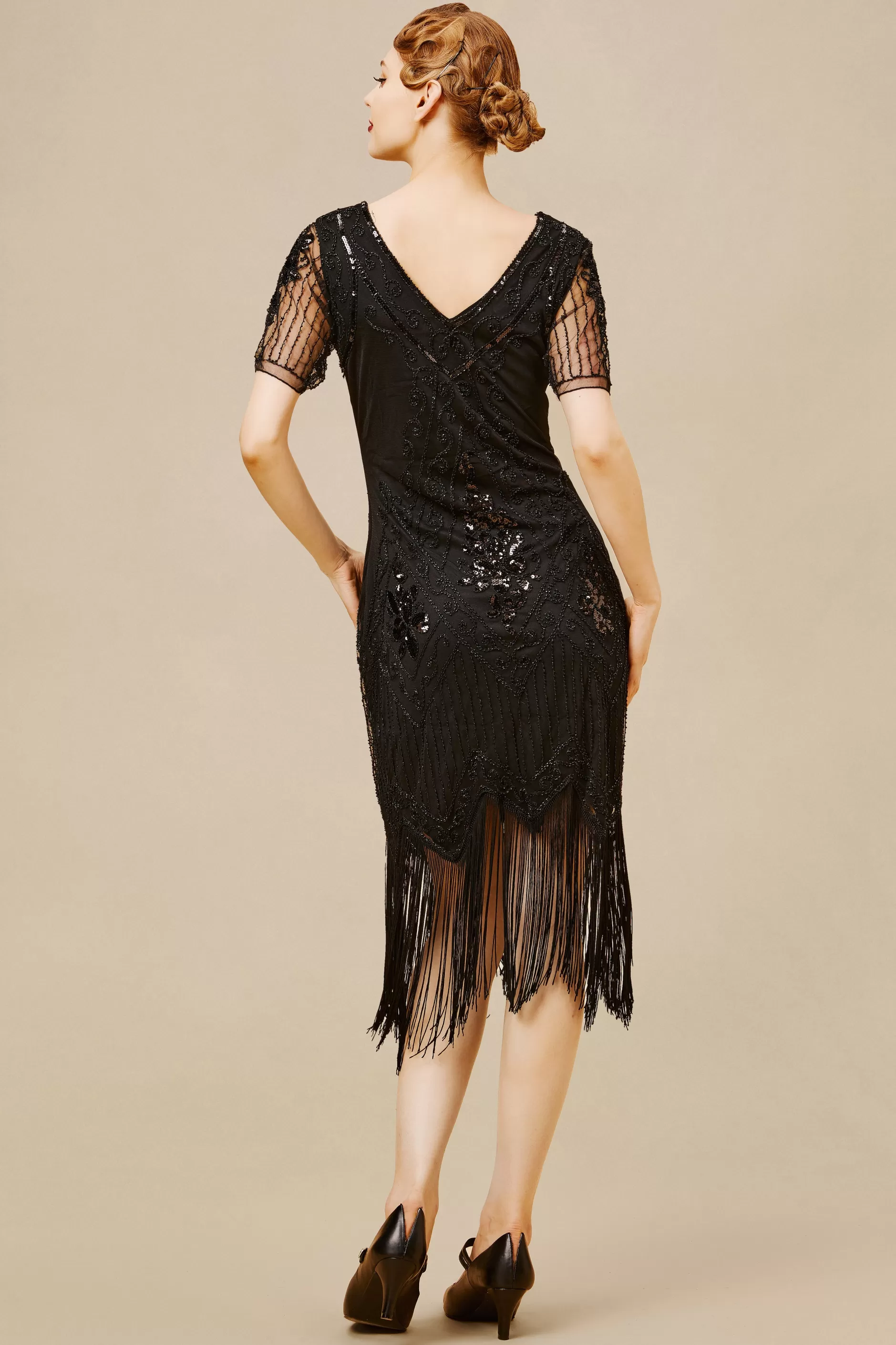 Vintage Paisley Flapper Fringe Dress-BABEYOND Best Sale