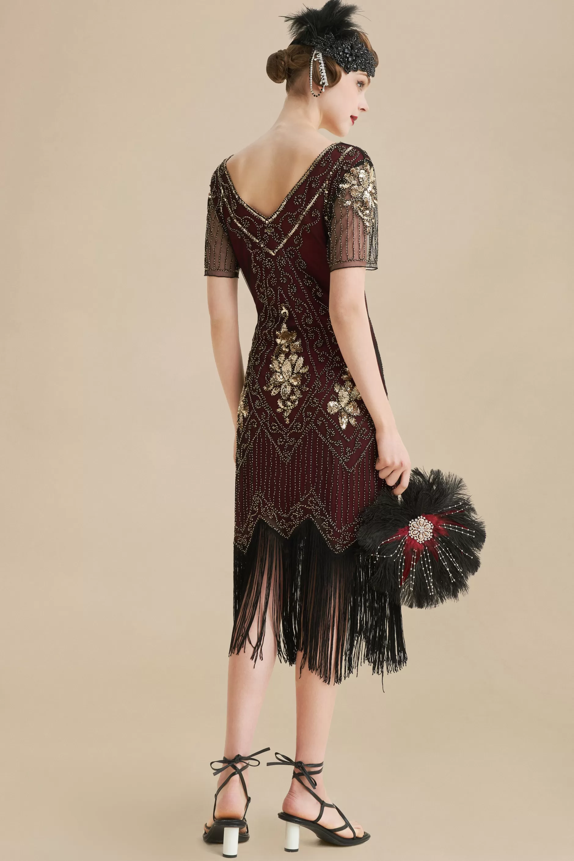 Vintage Paisley Flapper Gatsby Dress-BABEYOND Sale