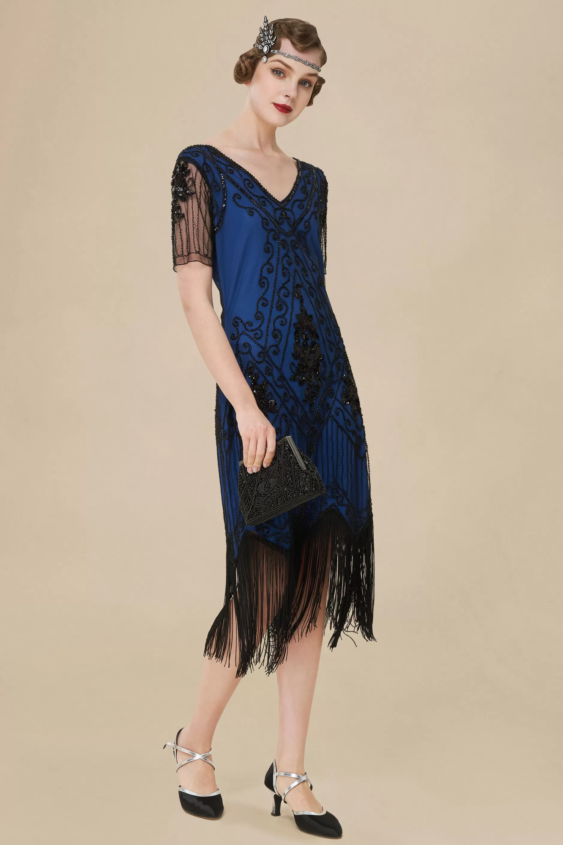 Vintage Paisley Flapper Gatsby Dress-BABEYOND Sale