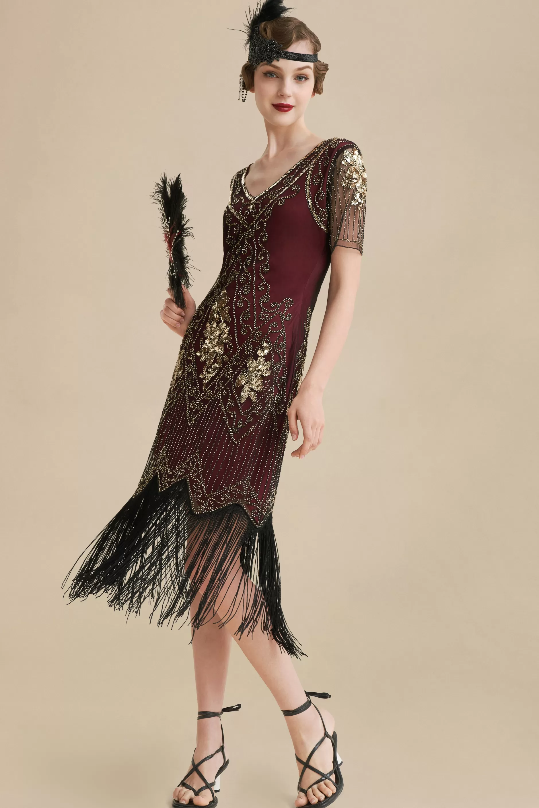 Vintage Paisley Flapper Gatsby Dress-BABEYOND Sale