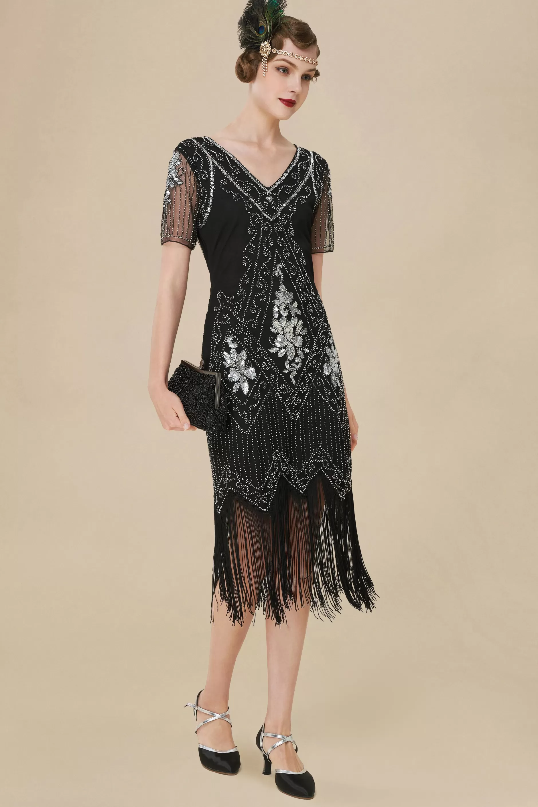 Vintage Paisley Flapper Gatsby Dress-BABEYOND Sale