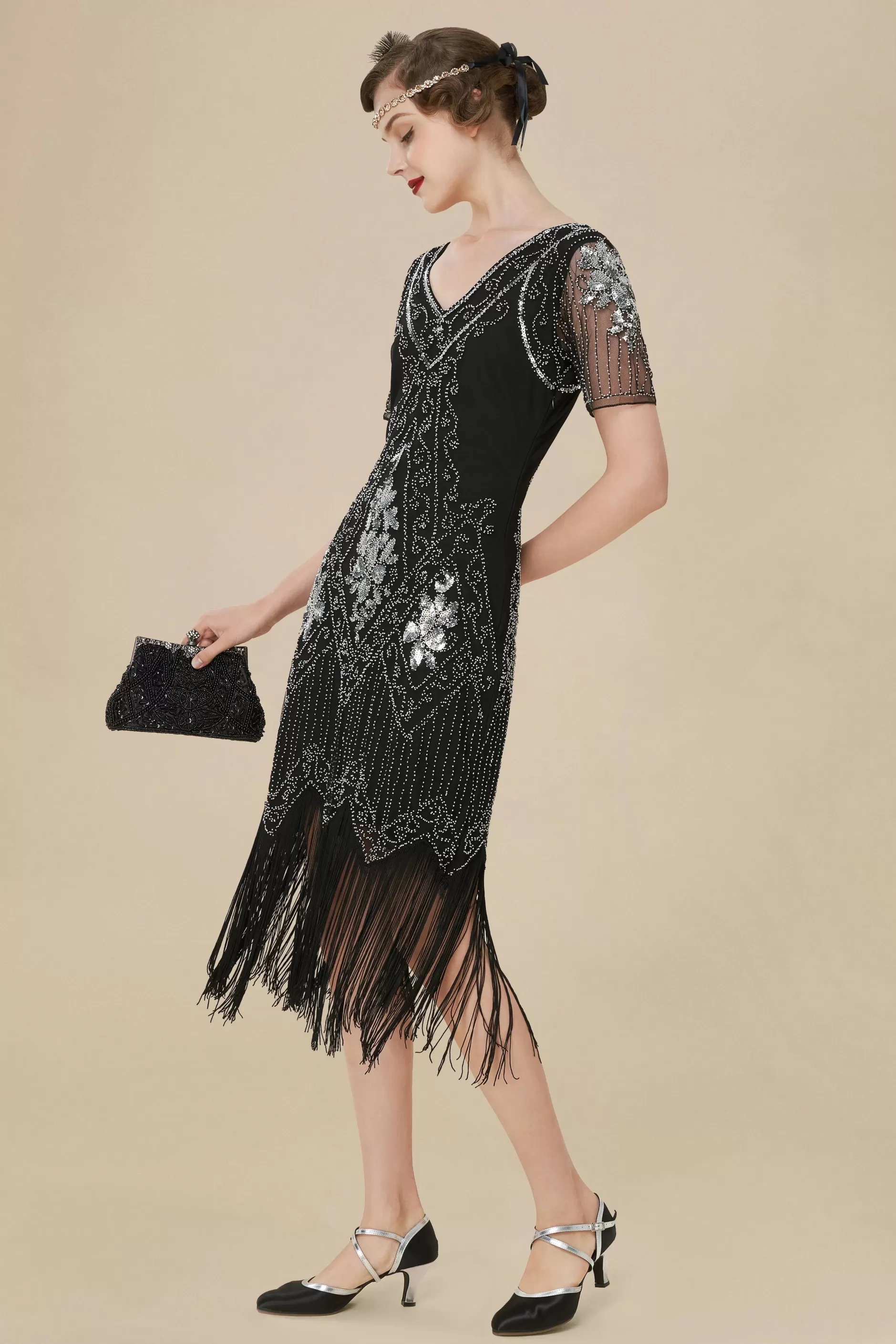 Vintage Paisley Flapper Gatsby Dress-BABEYOND Sale