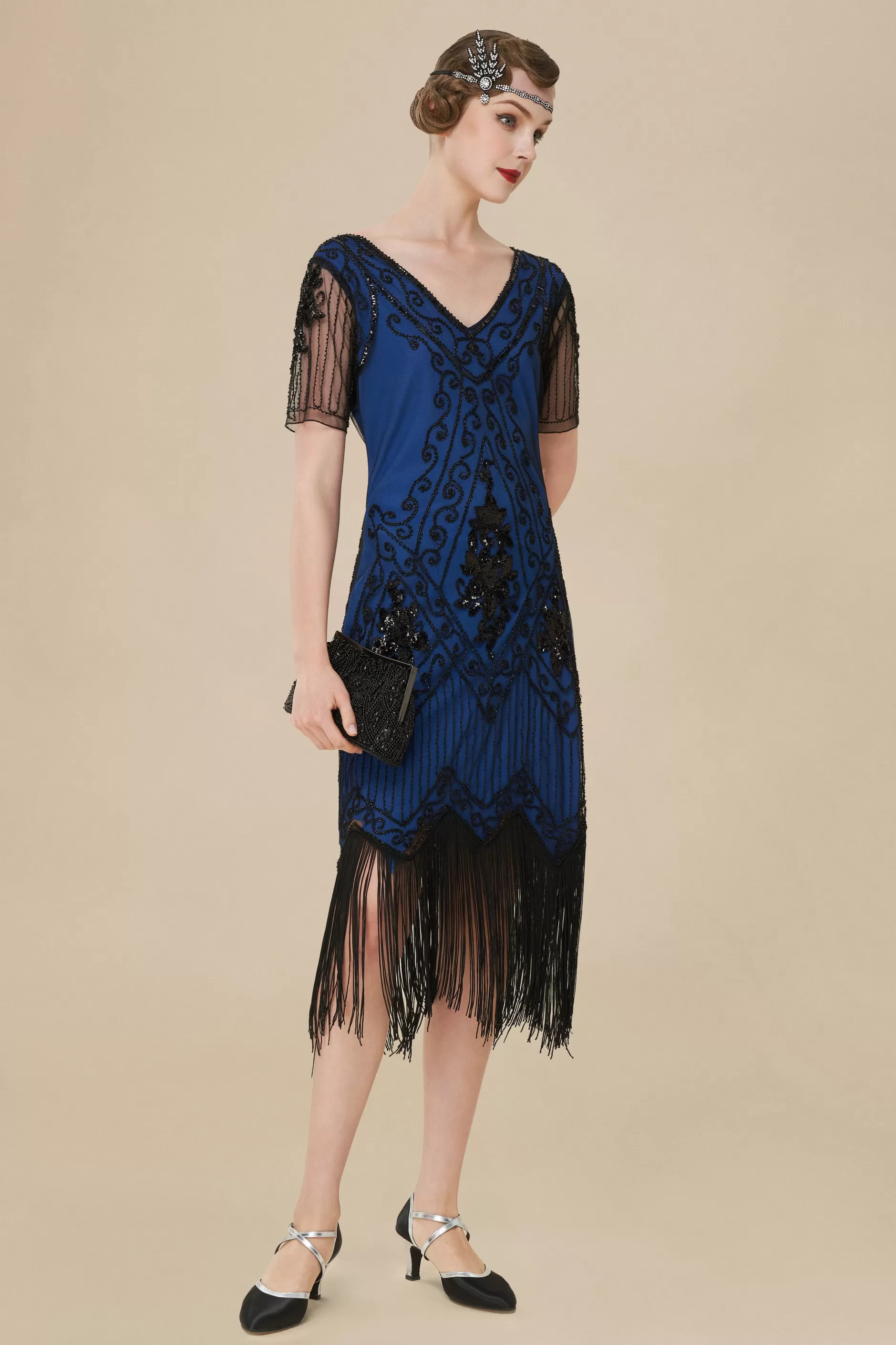 Vintage Paisley Flapper Gatsby Dress-BABEYOND Sale