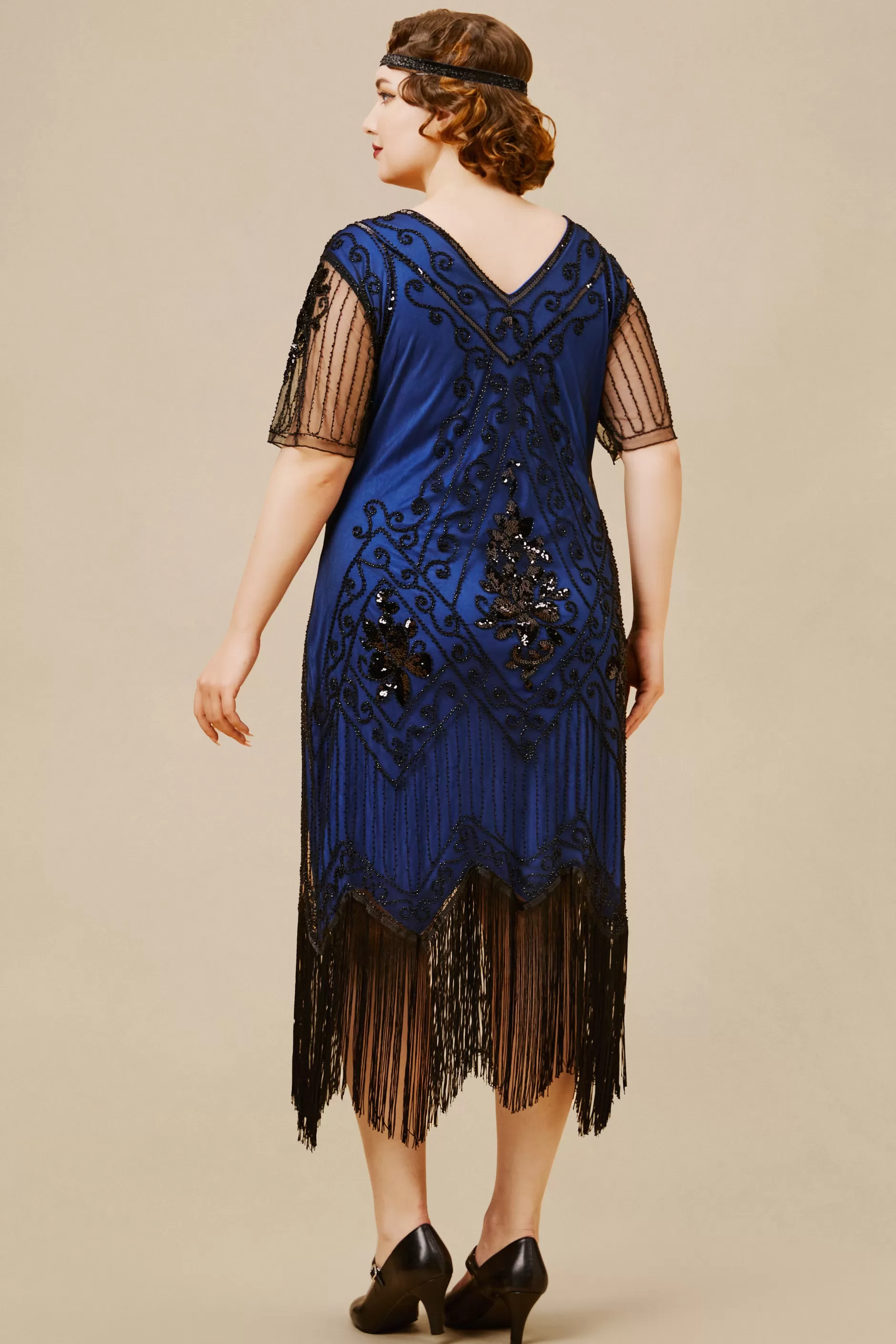 Vintage Paisley Flapper Gatsby Plus Dress-BABEYOND Discount