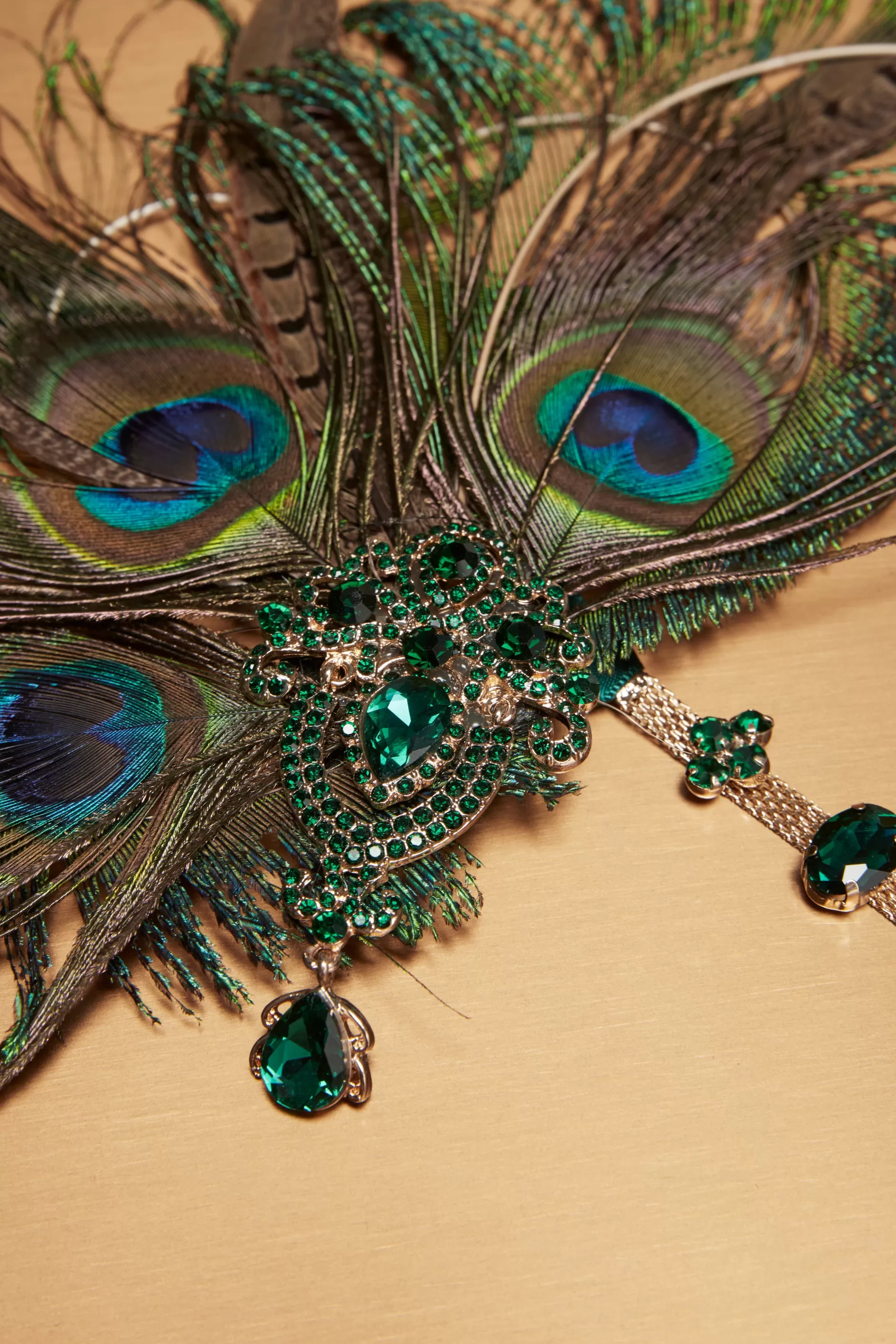Vintage Rhinestone Peacock Feather Headpiece-BABEYOND Cheap