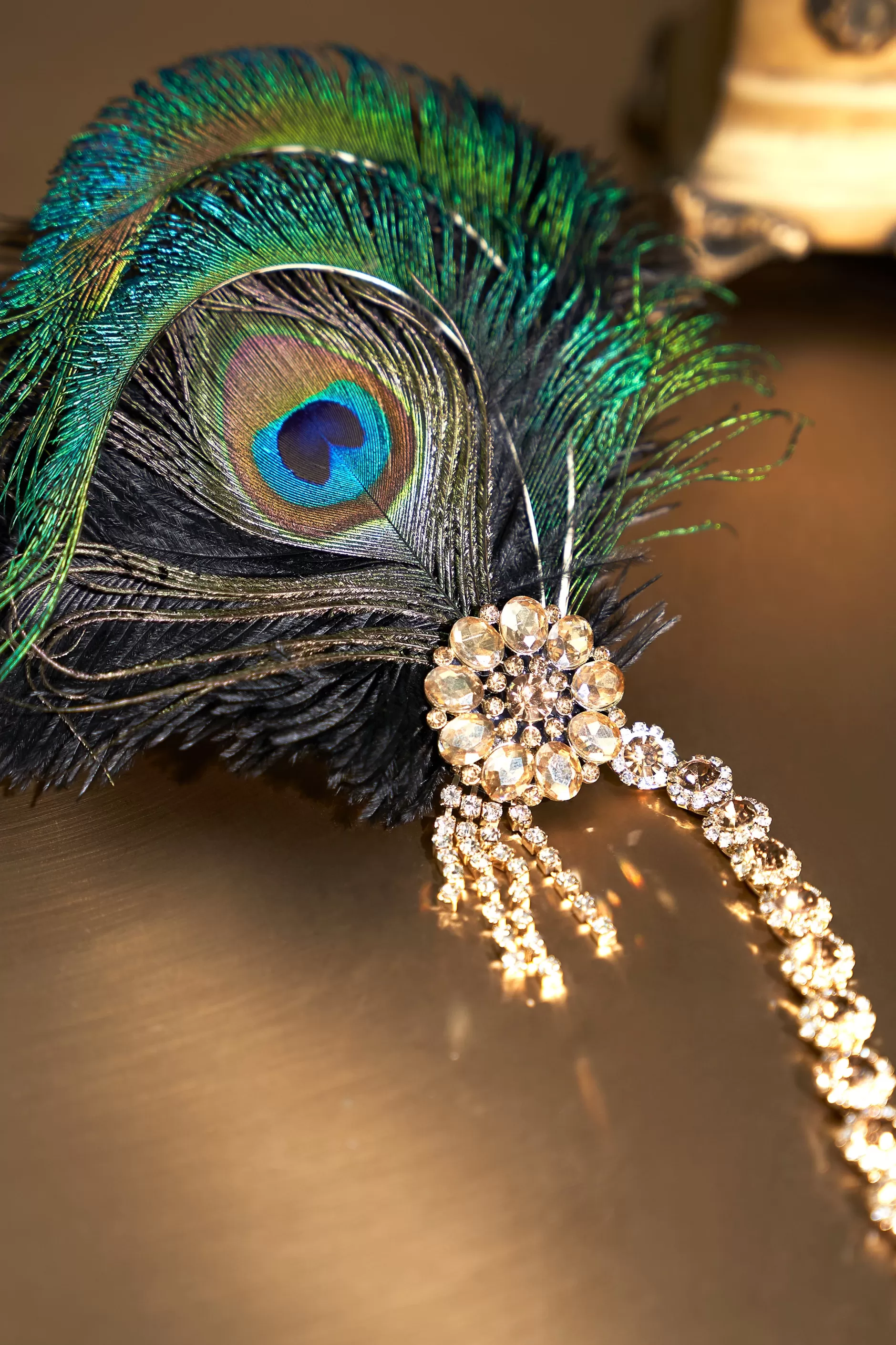 Vintage Rhinestone Peacock Headpiece-BABEYOND Discount