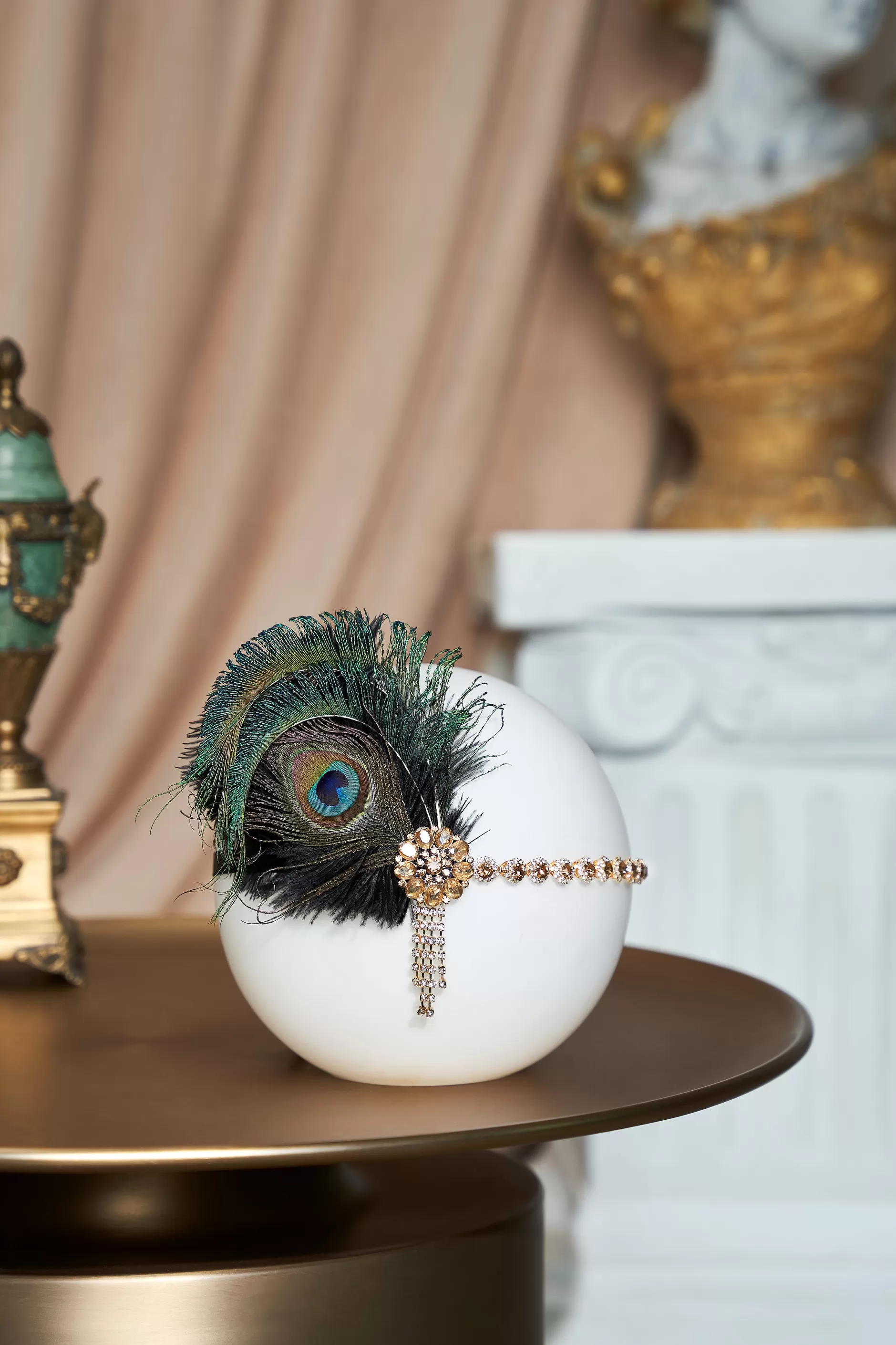 Vintage Rhinestone Peacock Headpiece-BABEYOND Discount