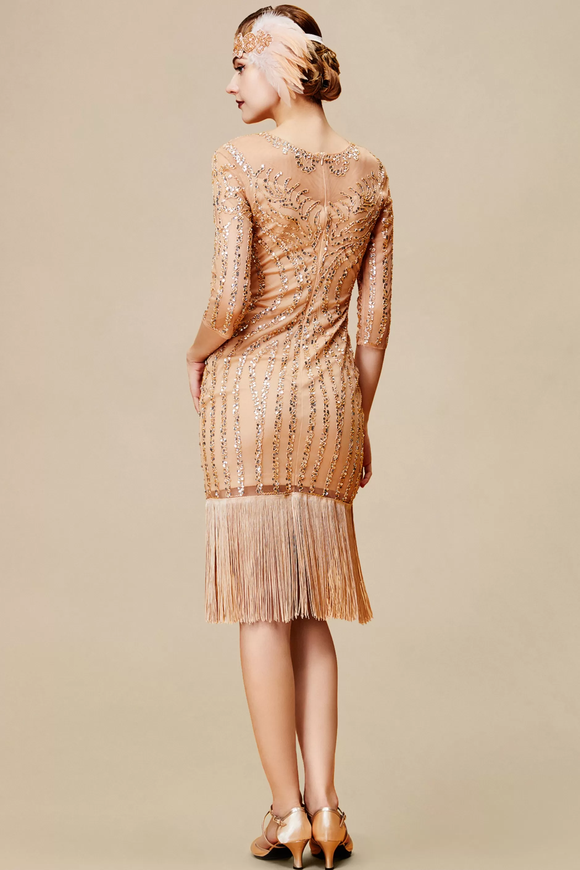 Vintage Sheer Sleeve Cocktail Party Dress-BABEYOND Store