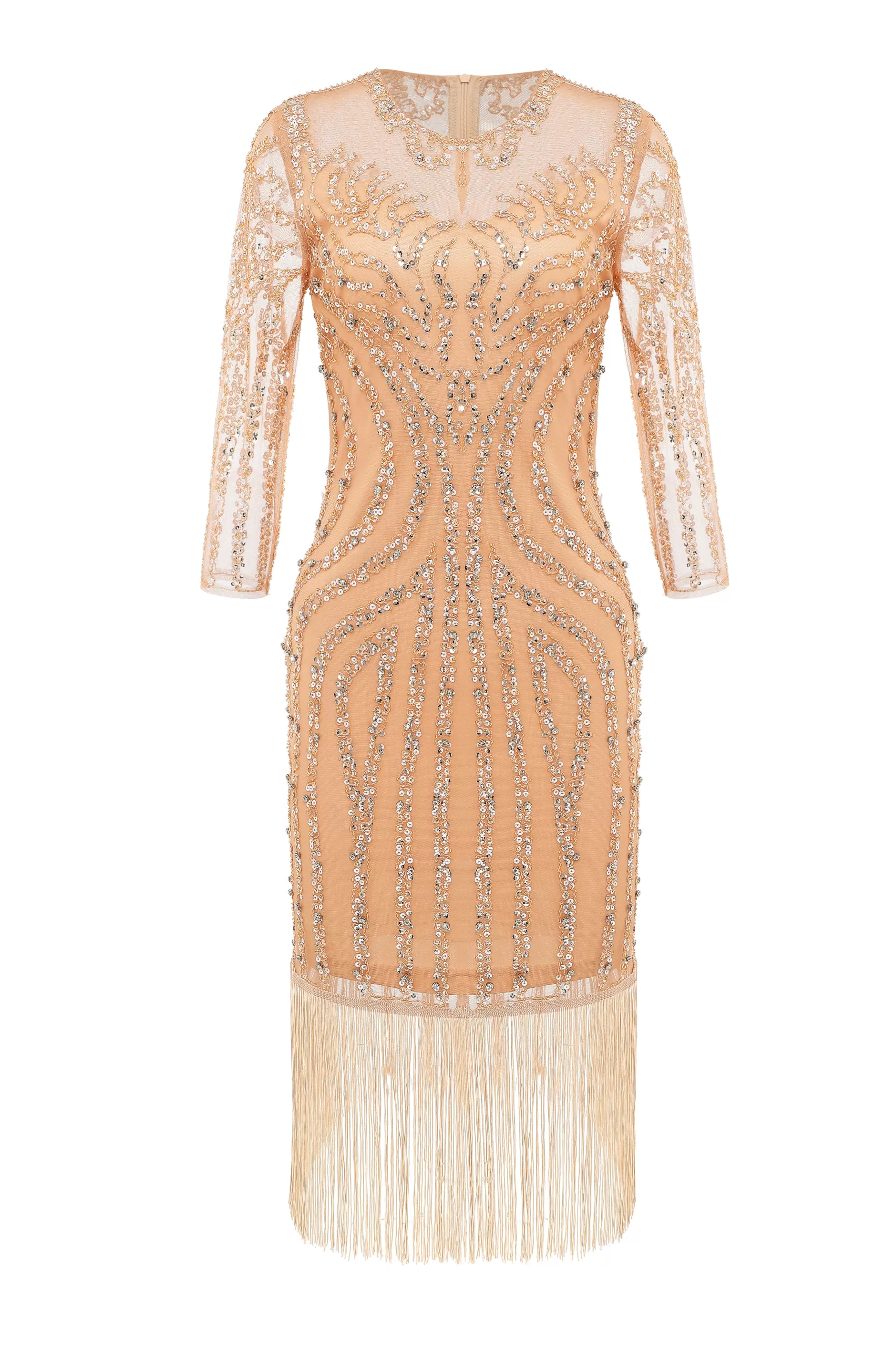 Vintage Sheer Sleeve Cocktail Party Dress-BABEYOND Store