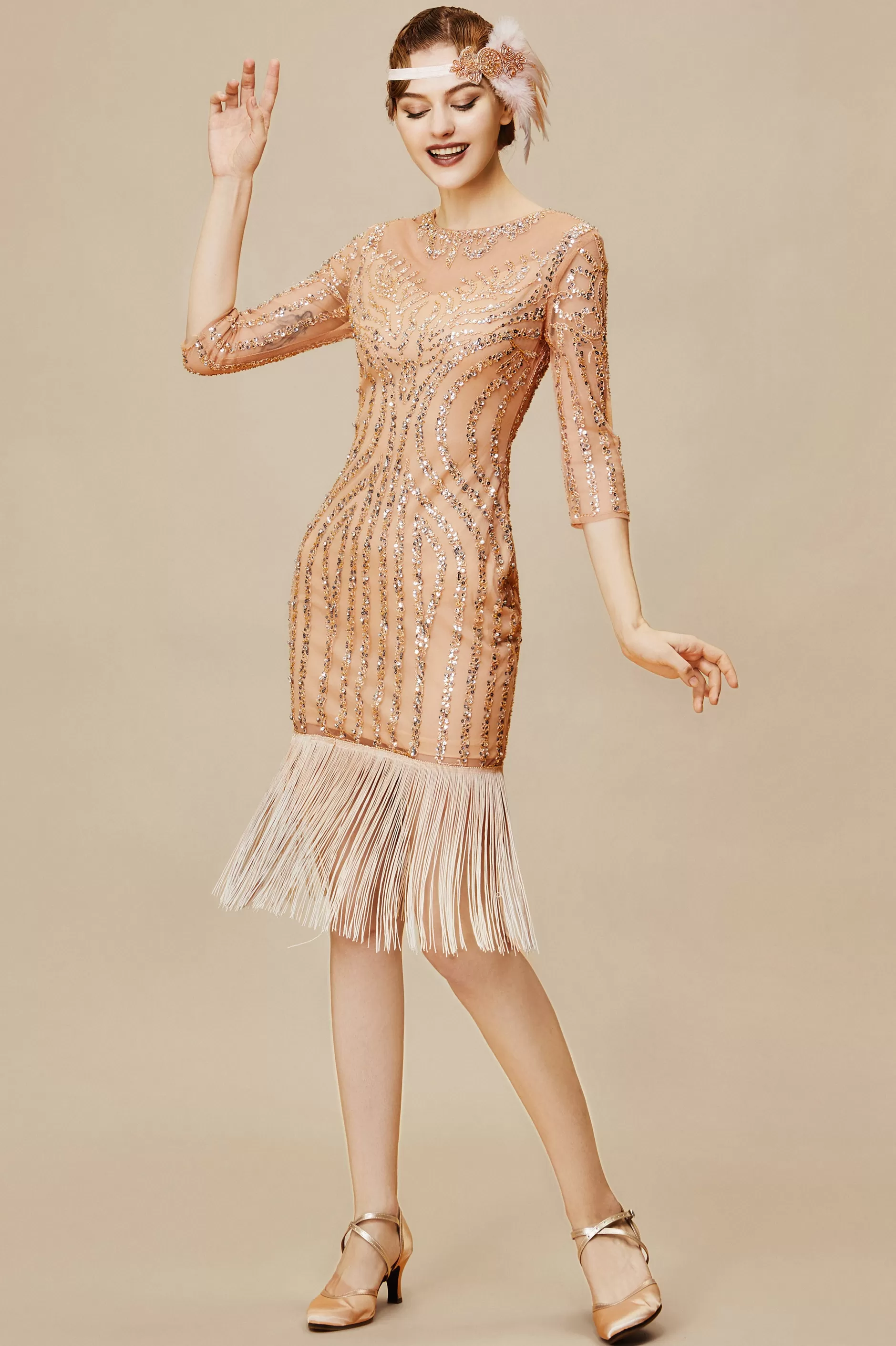 Vintage Sheer Sleeve Cocktail Party Dress-BABEYOND Store