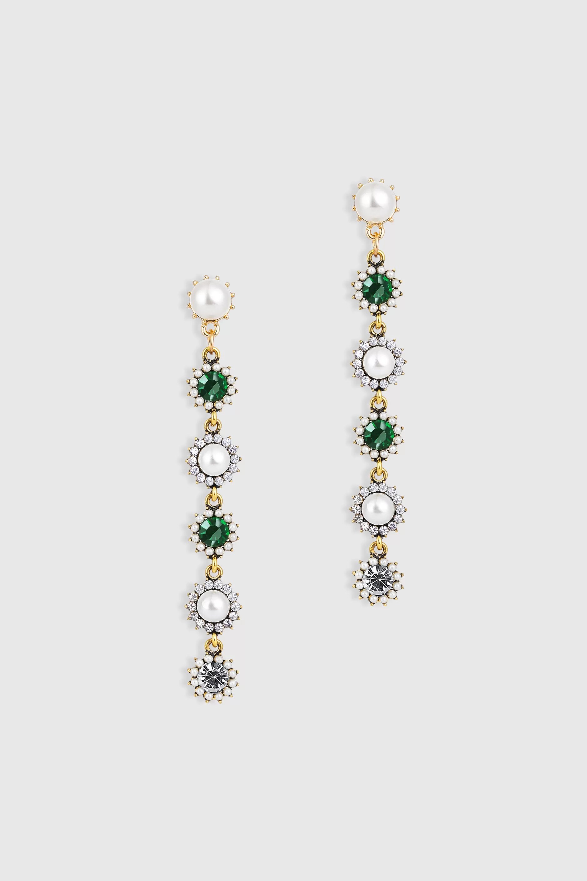 Vintage Two Tone Crystal Pearl Earrings-BABEYOND Best