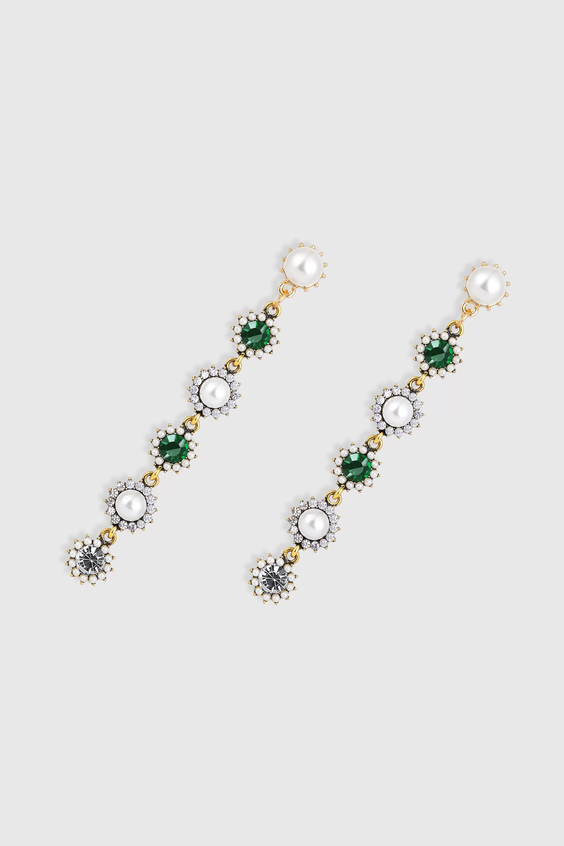 Vintage Two Tone Crystal Pearl Earrings-BABEYOND Best