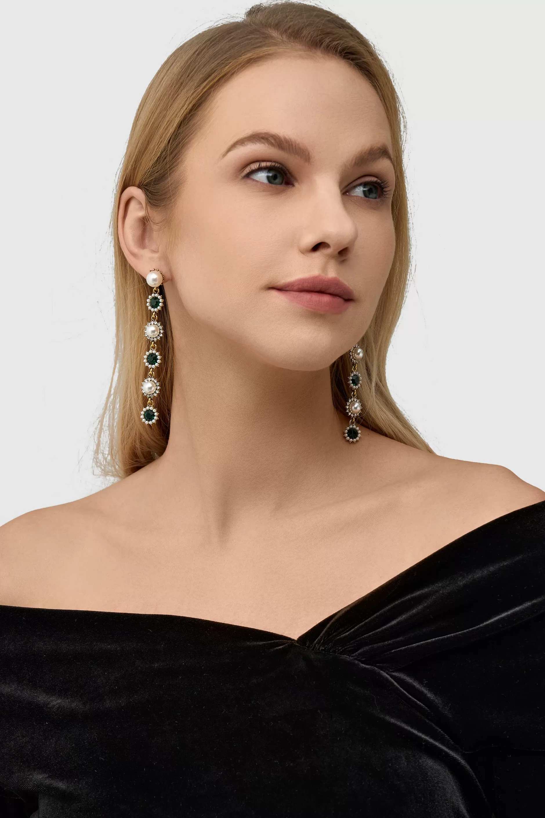 Vintage Two Tone Crystal Pearl Earrings-BABEYOND Best