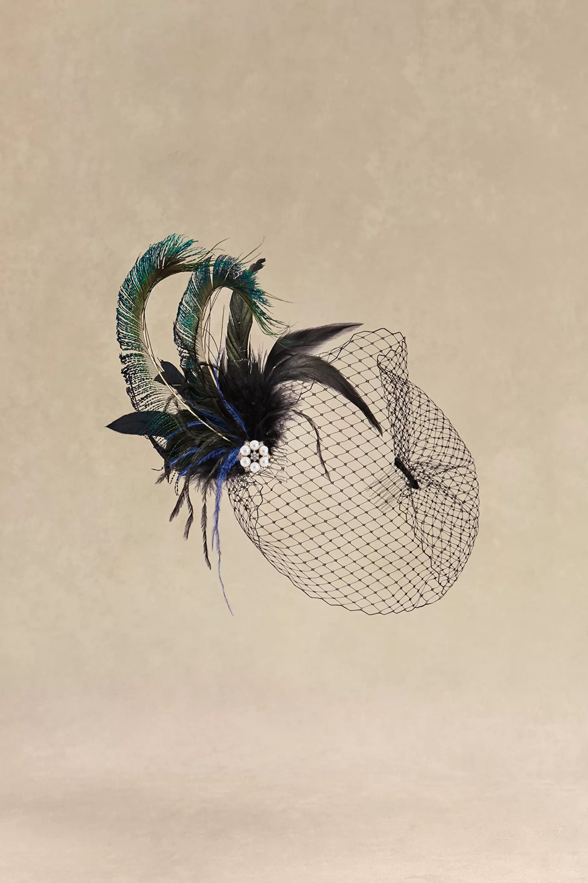 Vintage Veil Peacock Feather Fascinator-BABEYOND Fashion